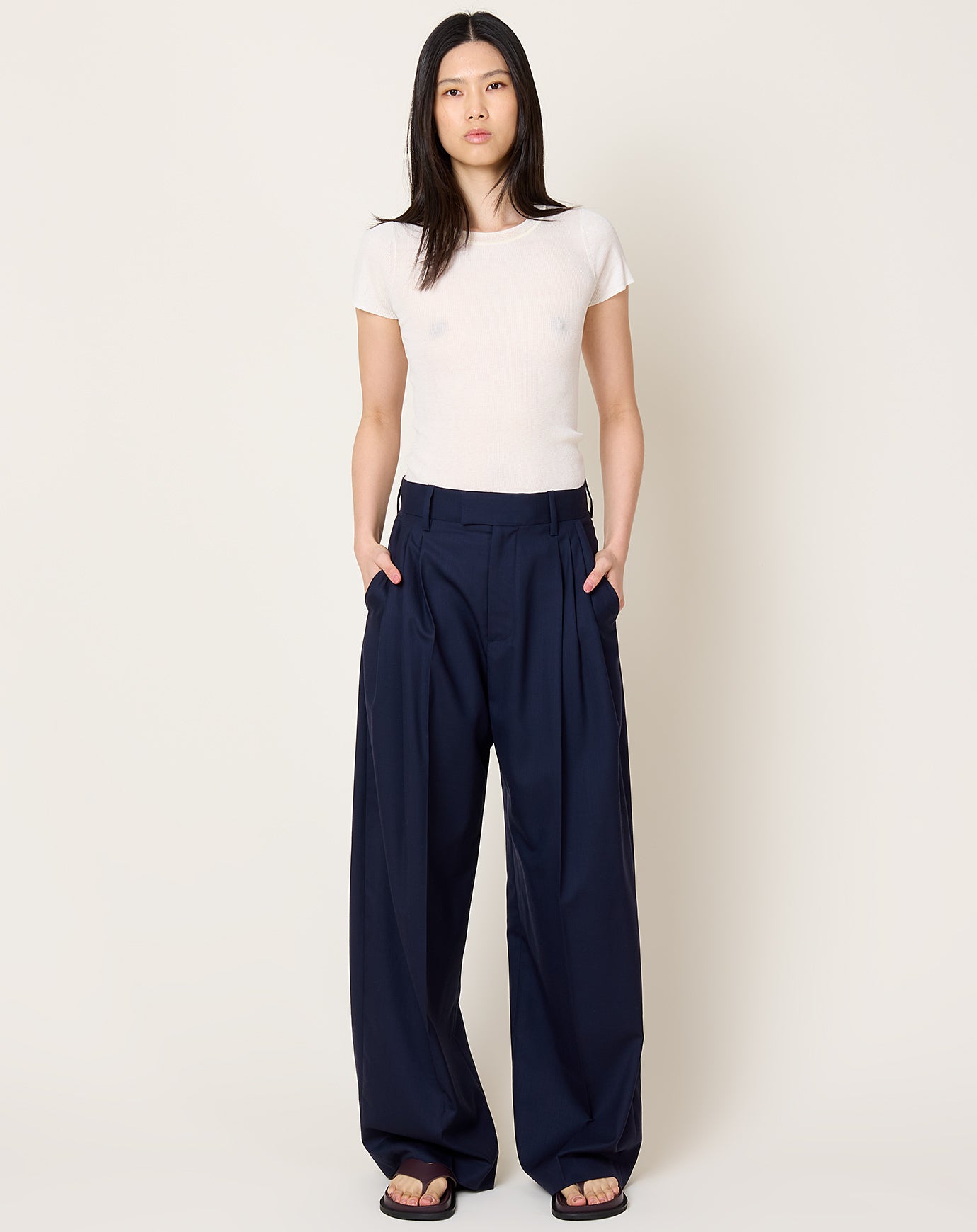 6397 3 Pleat Trouser in Navy