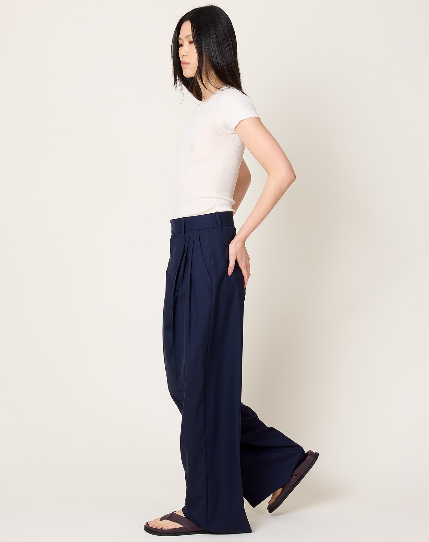 6397 3 Pleat Trouser in Navy