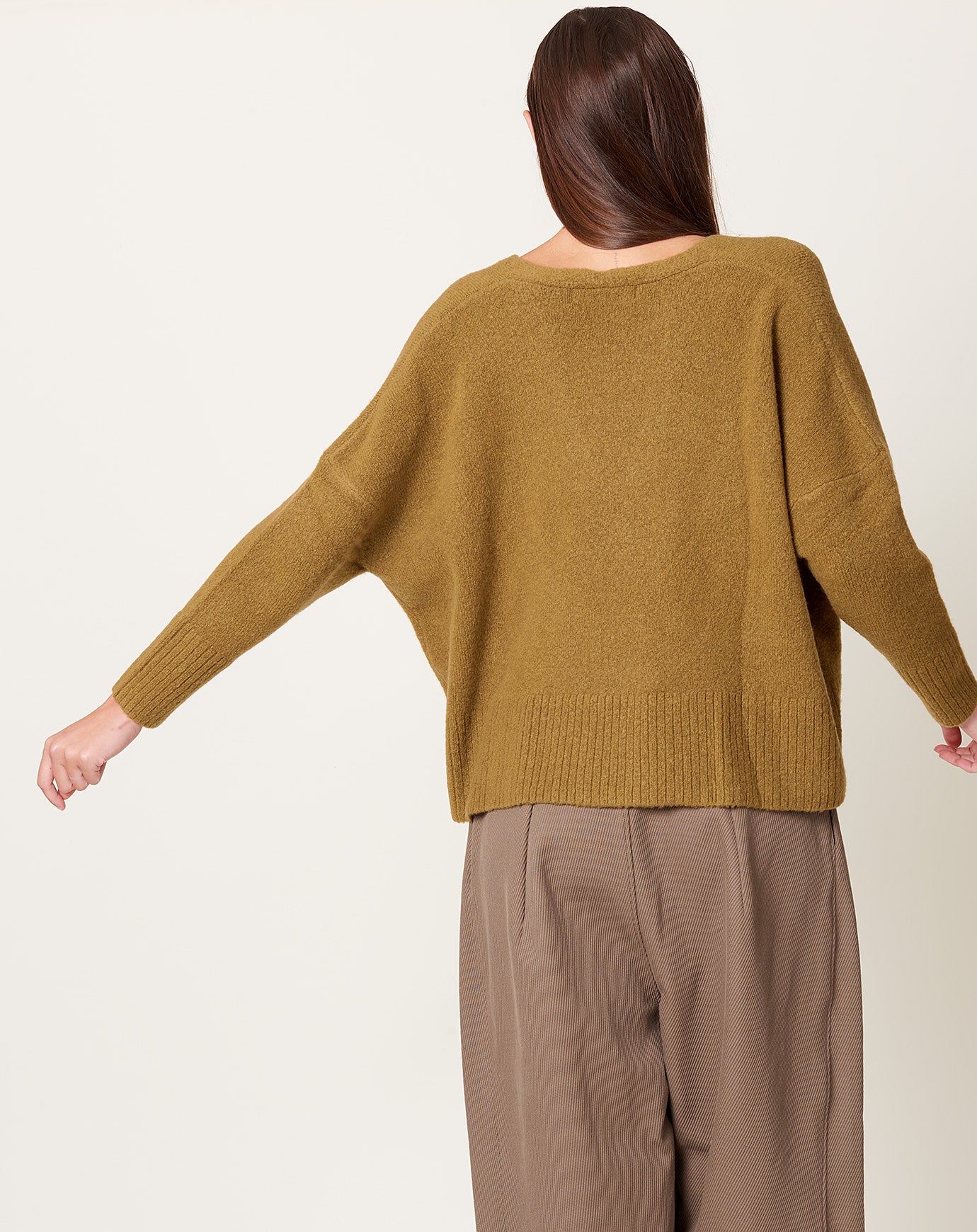 7115 by Szeki V-Neck Sweater in Dijon