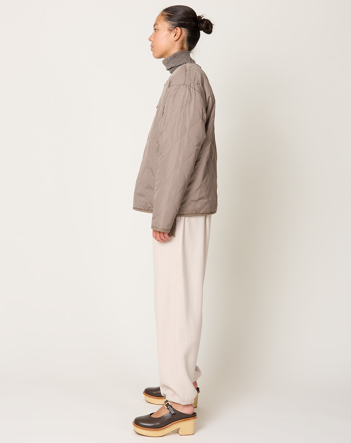 Military Reversible Down X BOA Crewneck Jacket in Mocha | Taion 