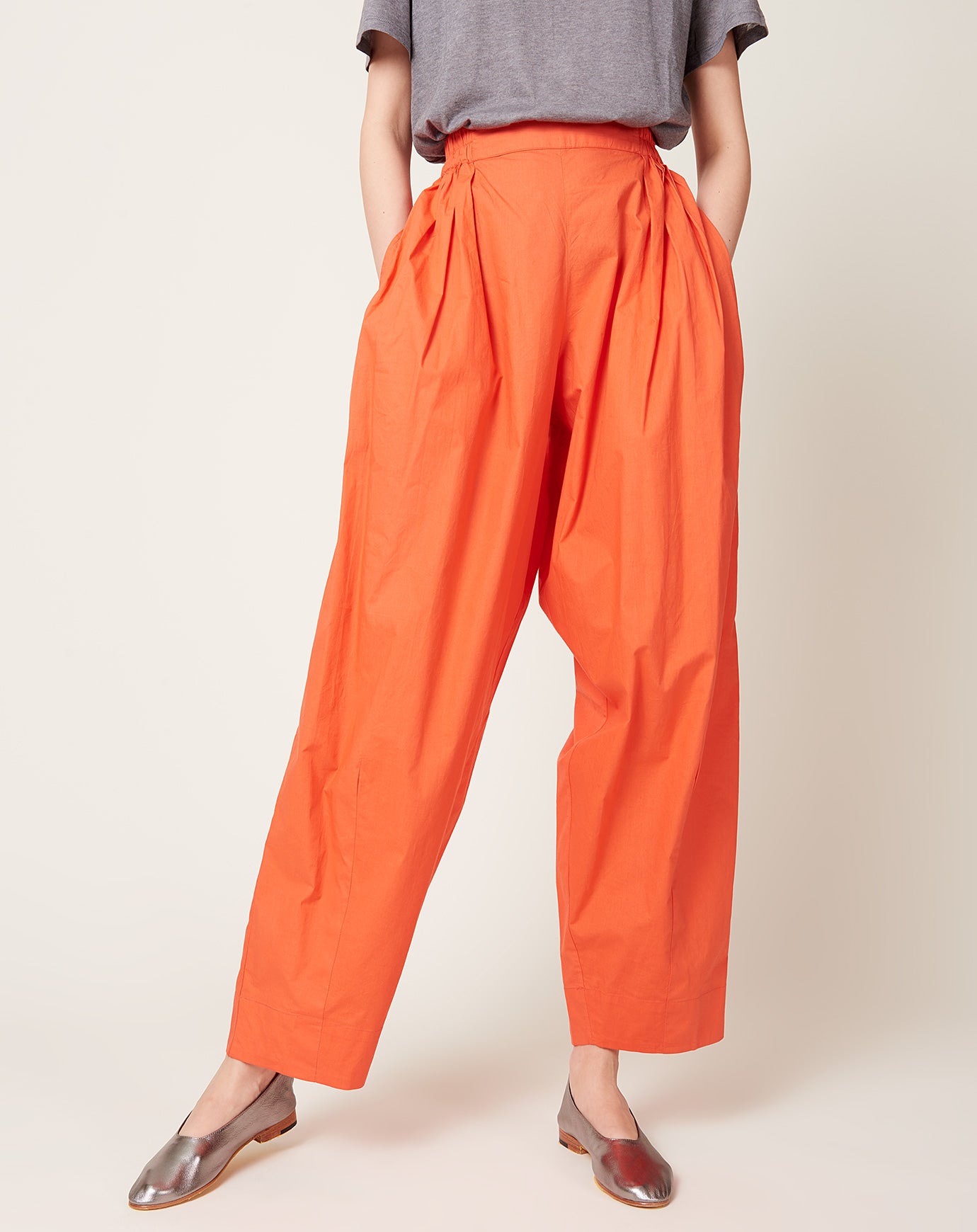 Anaak Jai Pleated Pants in Rouge Orange