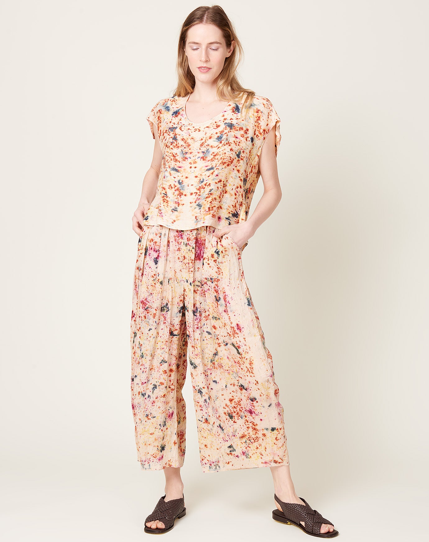Anntian Wide Pant in BUNDLE PLANT DYE COL 8