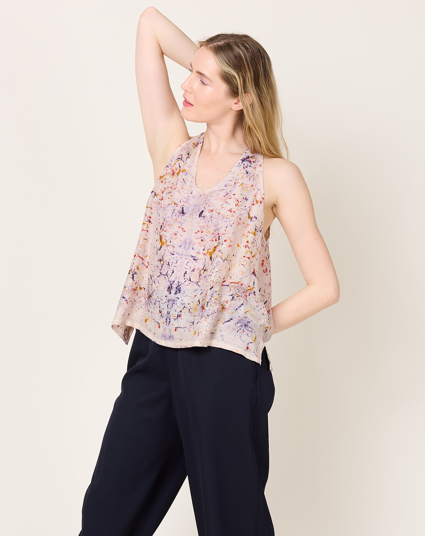 Anntian Silk Tank Top in Bundle Plant Dye