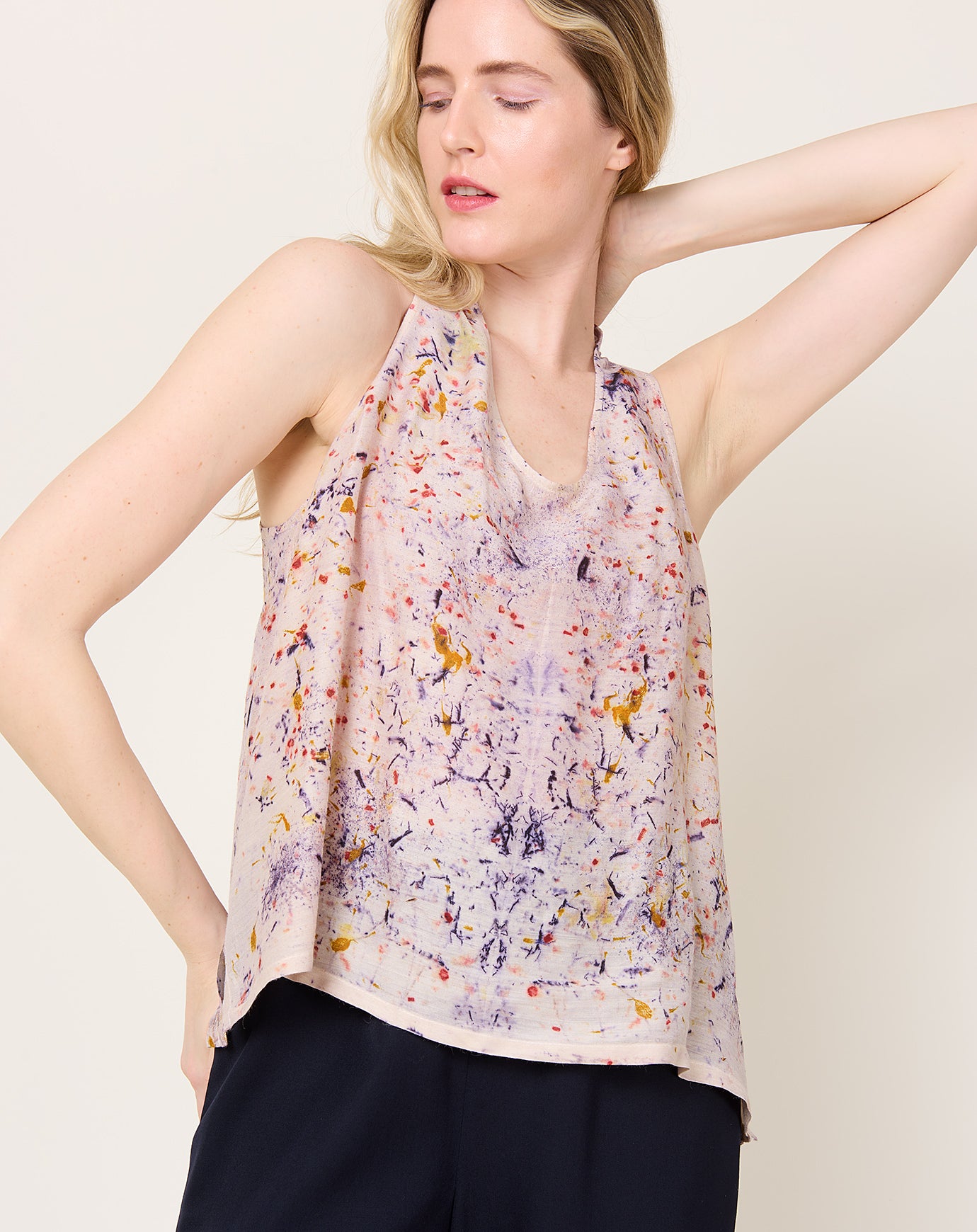 Anntian Silk Tank Top in Bundle Plant Dye