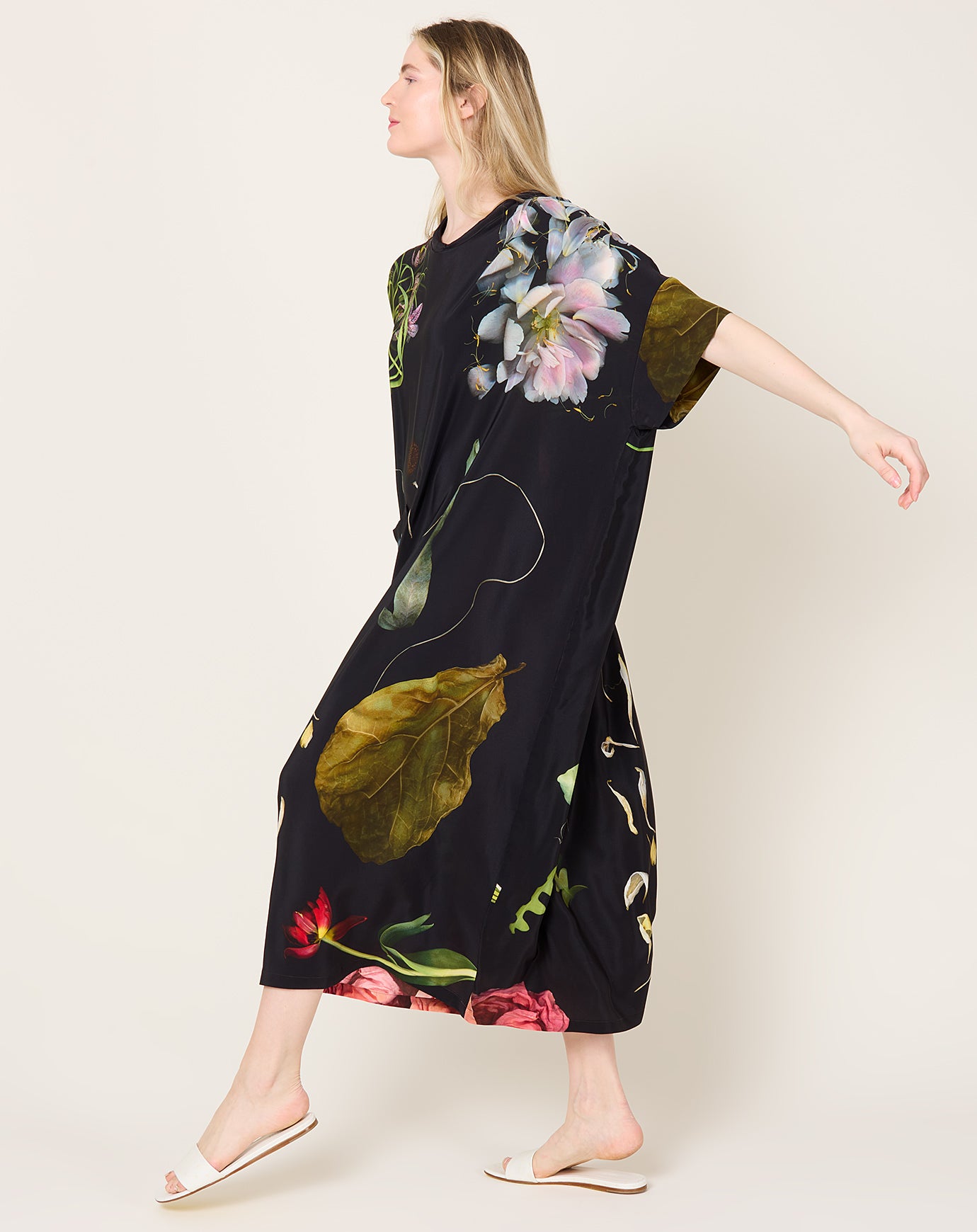 Anntian Silk Dress in PRINT C Big Flowers