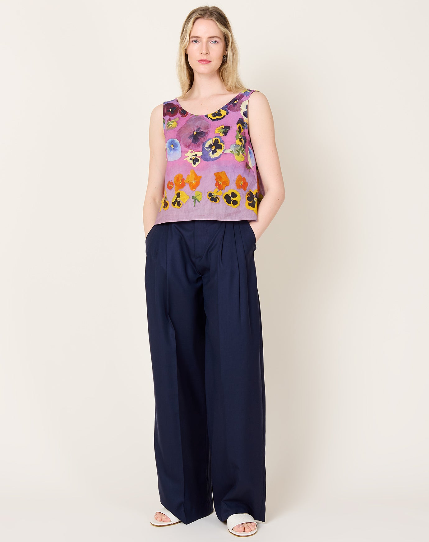 Anntian Summer Top in PRINT A Purple Pansies