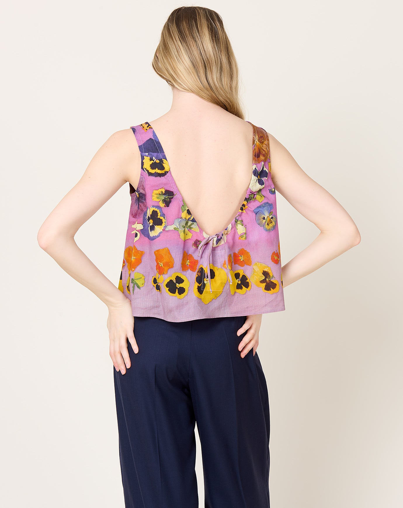 Anntian Summer Top in PRINT A Purple Pansies