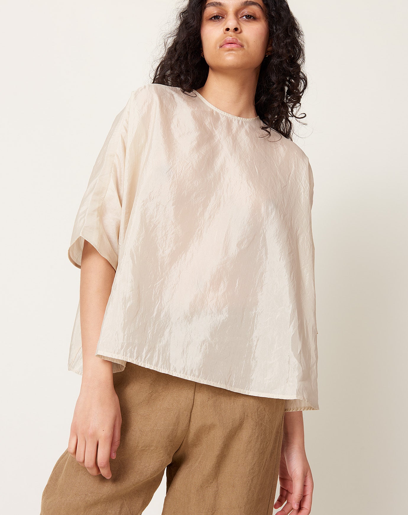 apuntob Silk Organza Shirt in Natural