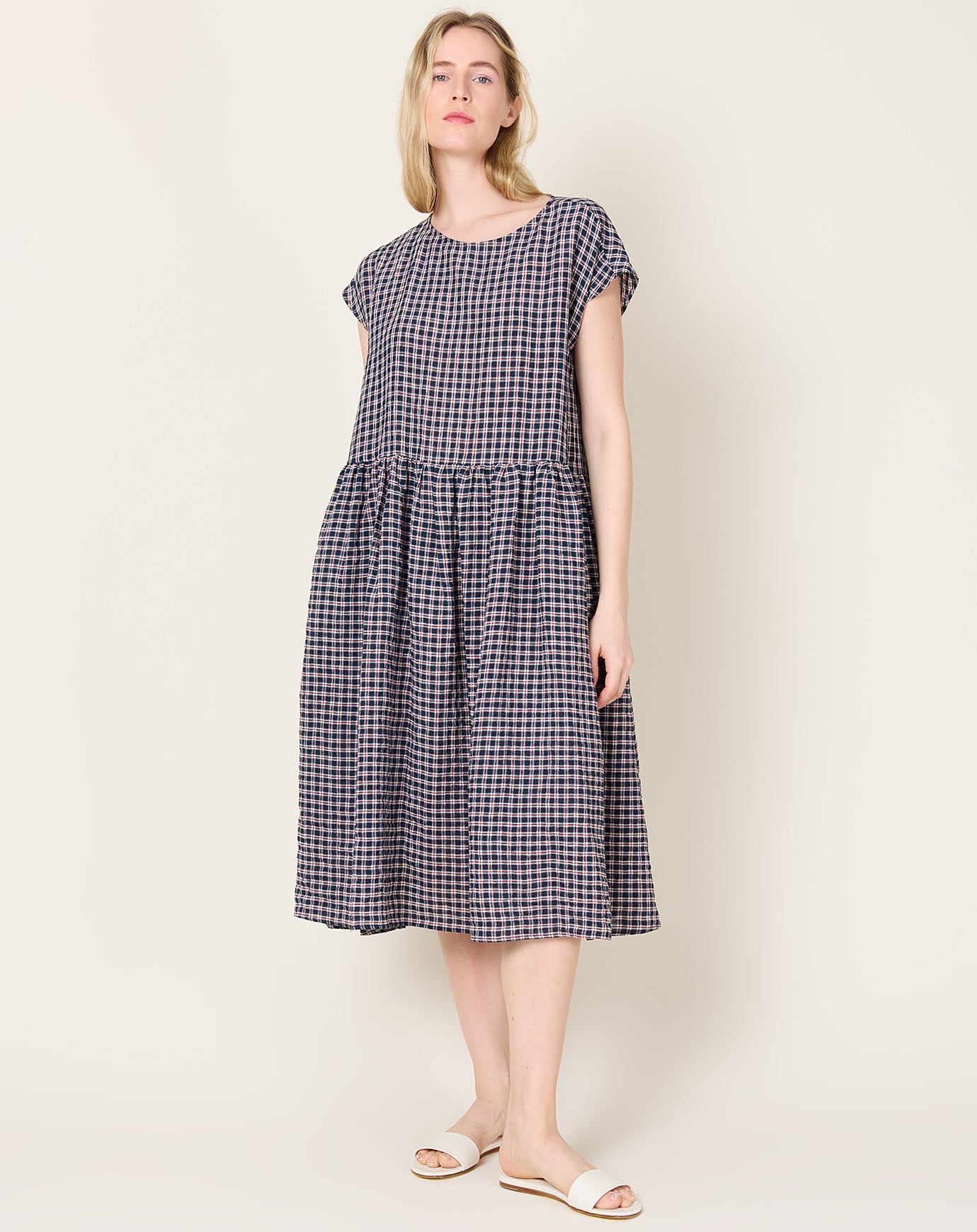 apuntob Tartan Linen Dress