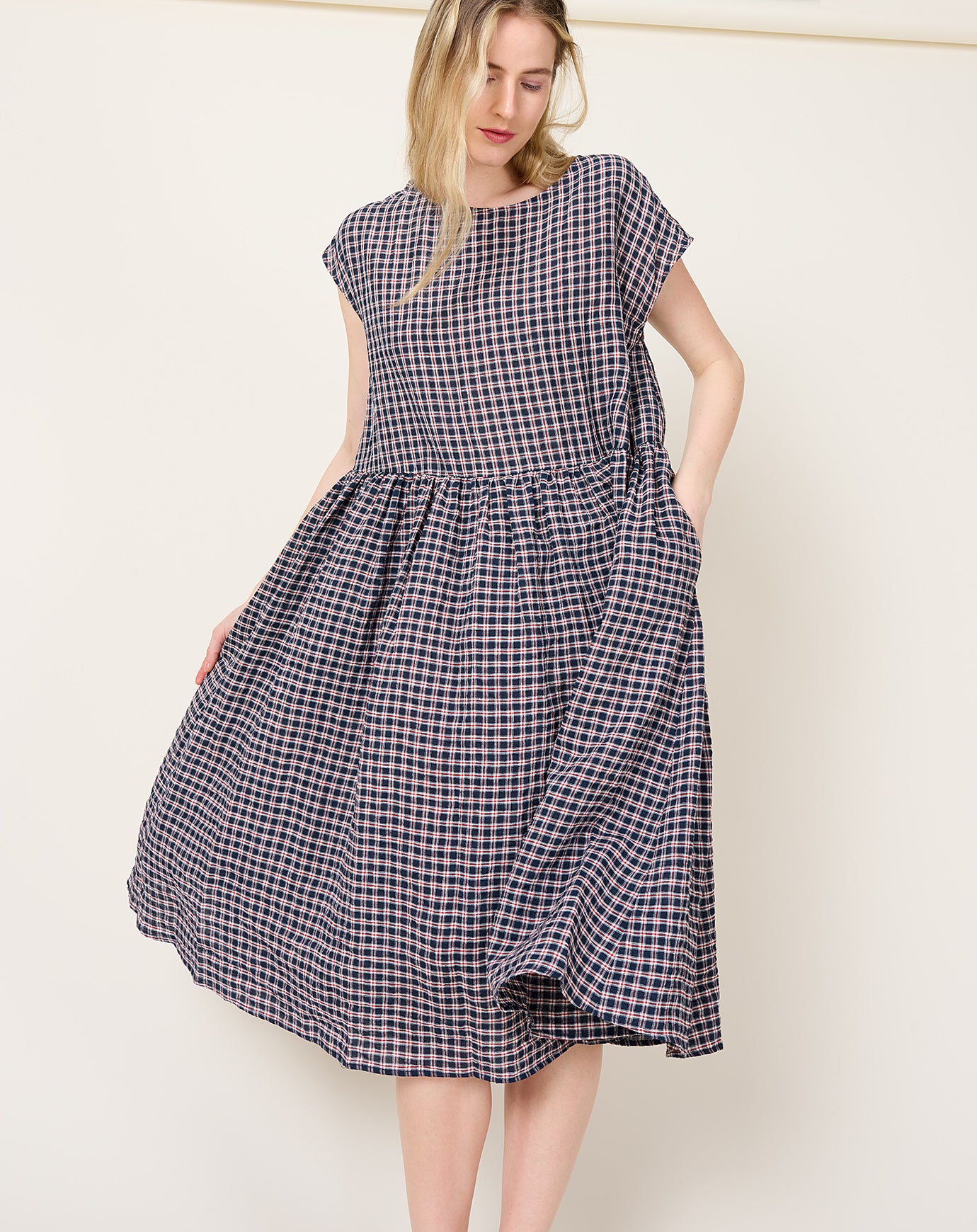 apuntob Tartan Linen Dress