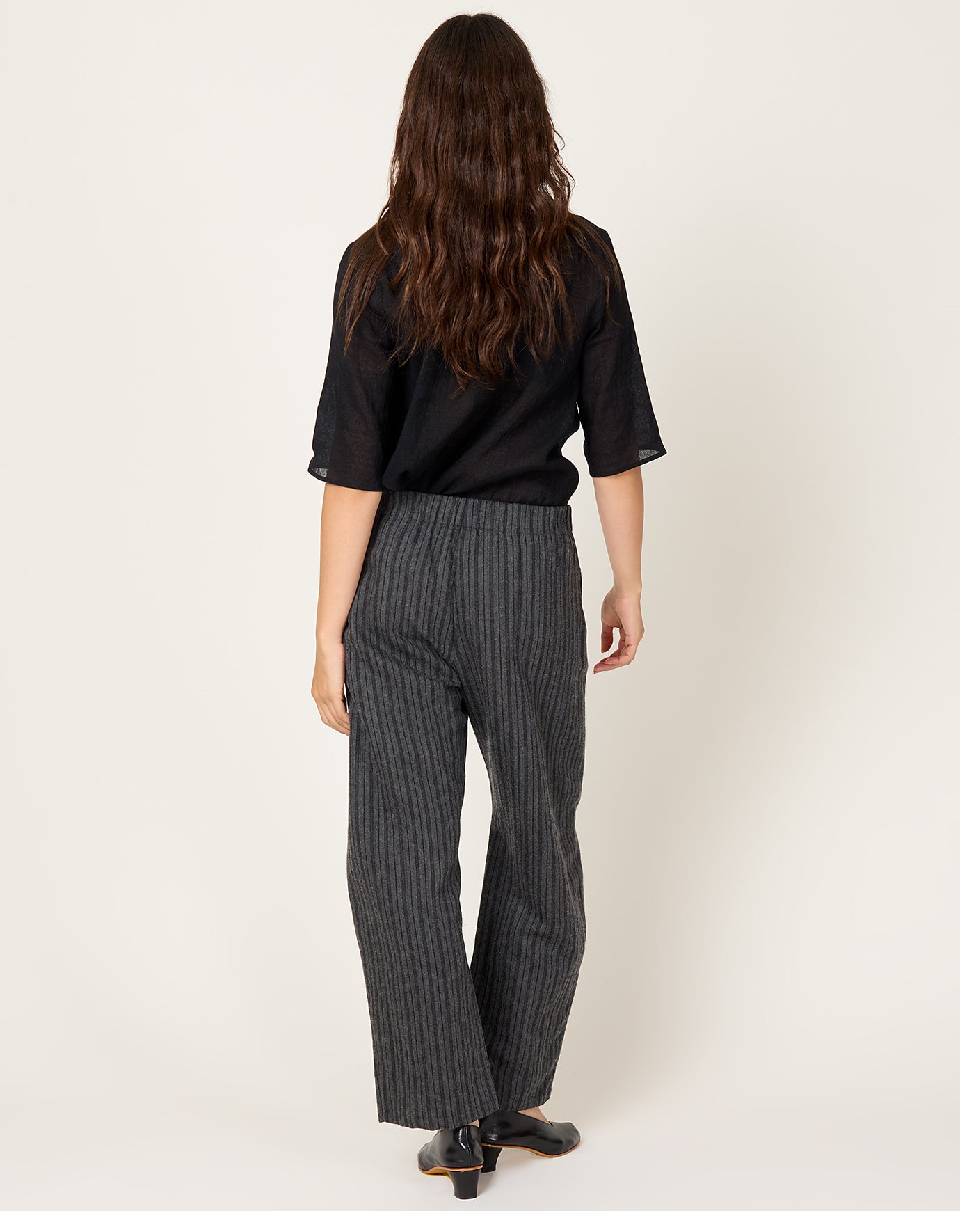 apuntob Wool Linen Trouser in Stone Stripe