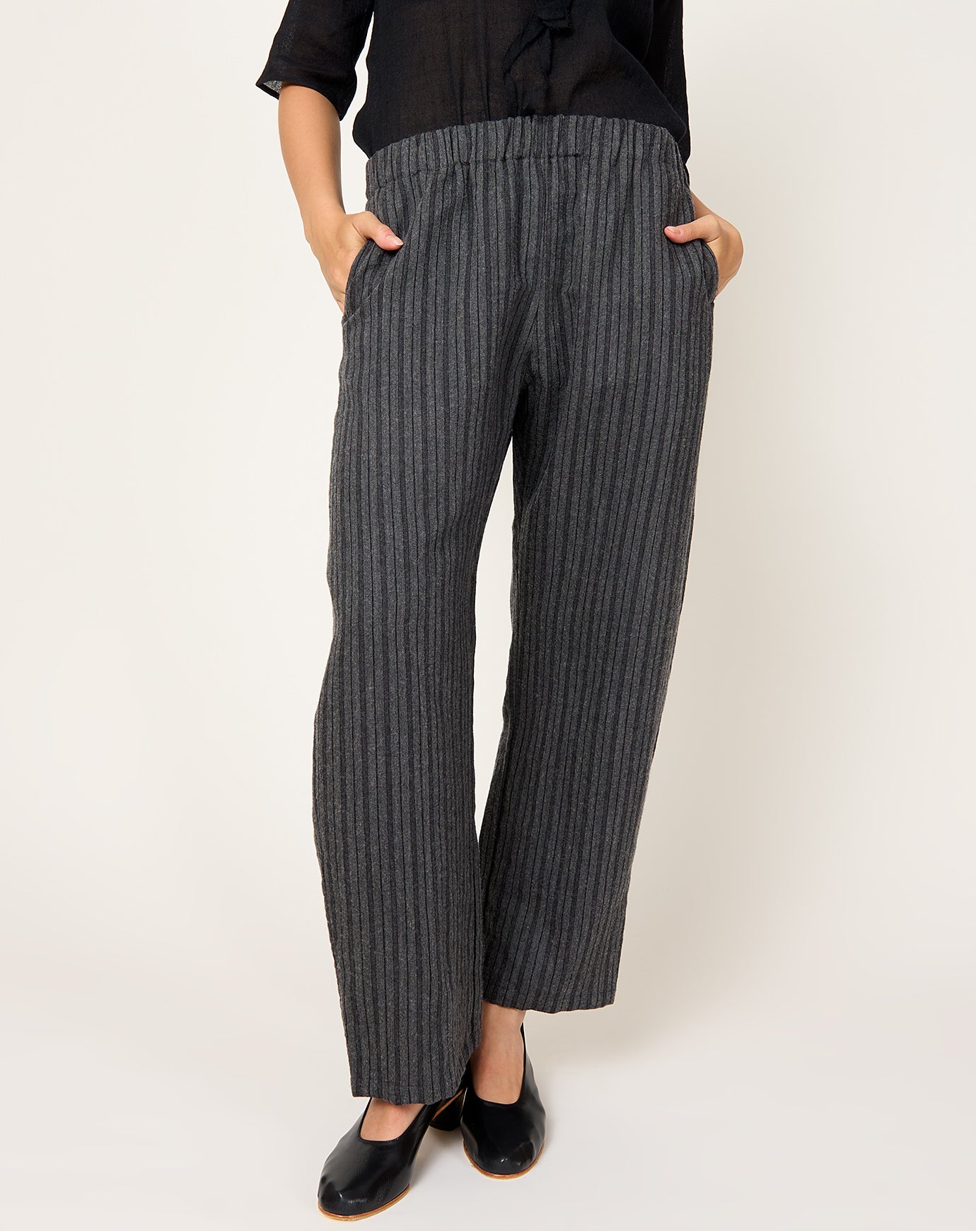 apuntob Wool Linen Trouser in Stone Stripe