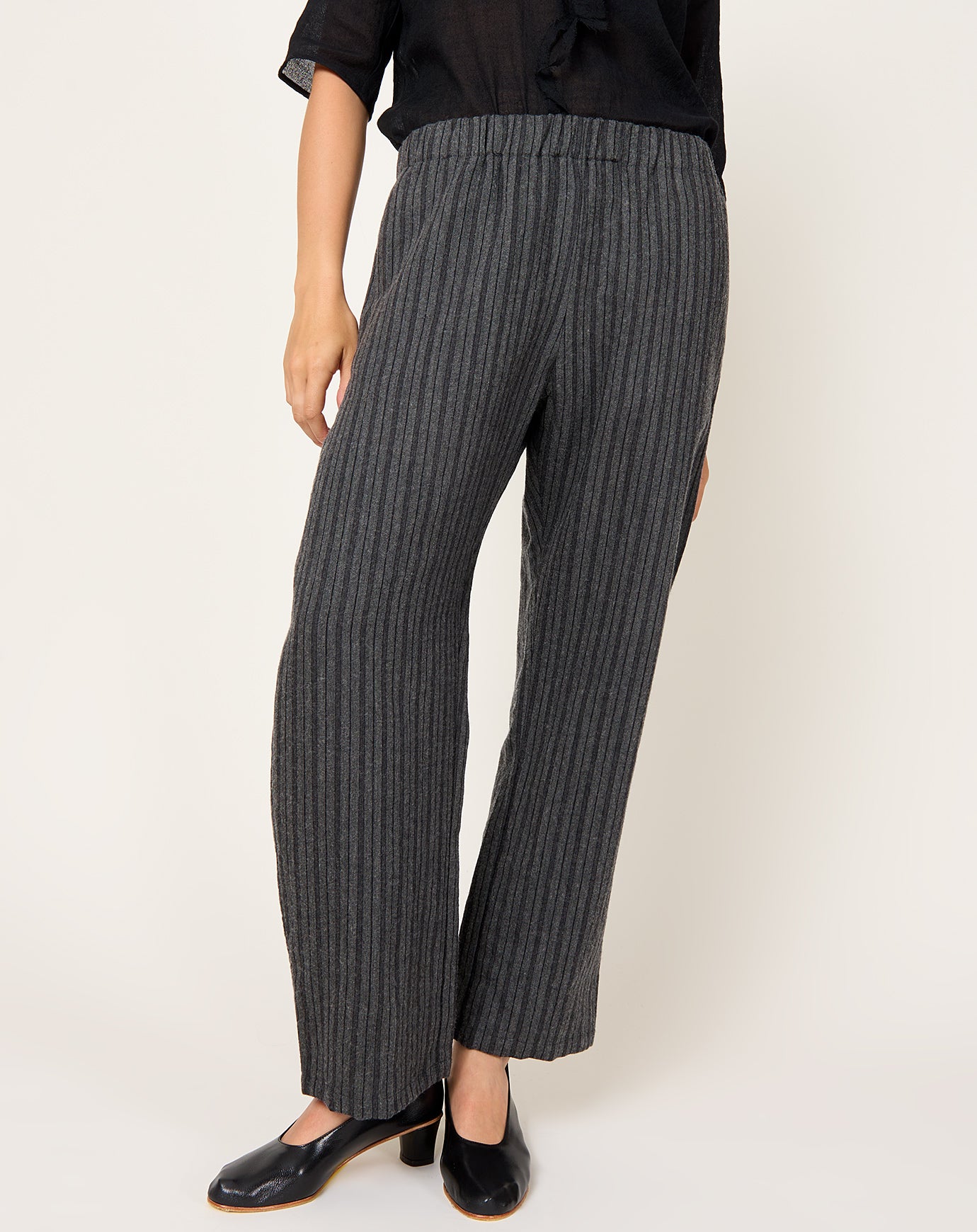 apuntob Wool Linen Trouser in Stone Stripe