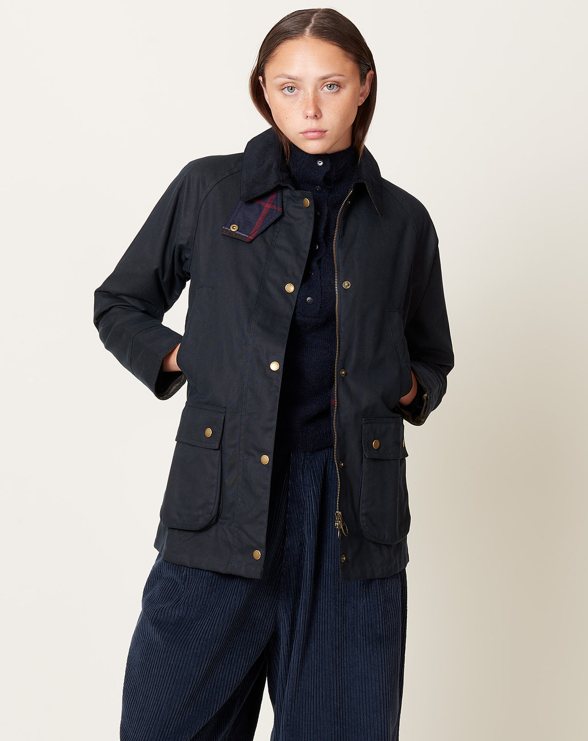 Barbour Navy Wax Jacket Women's Acorn Wax Jacket In Navy