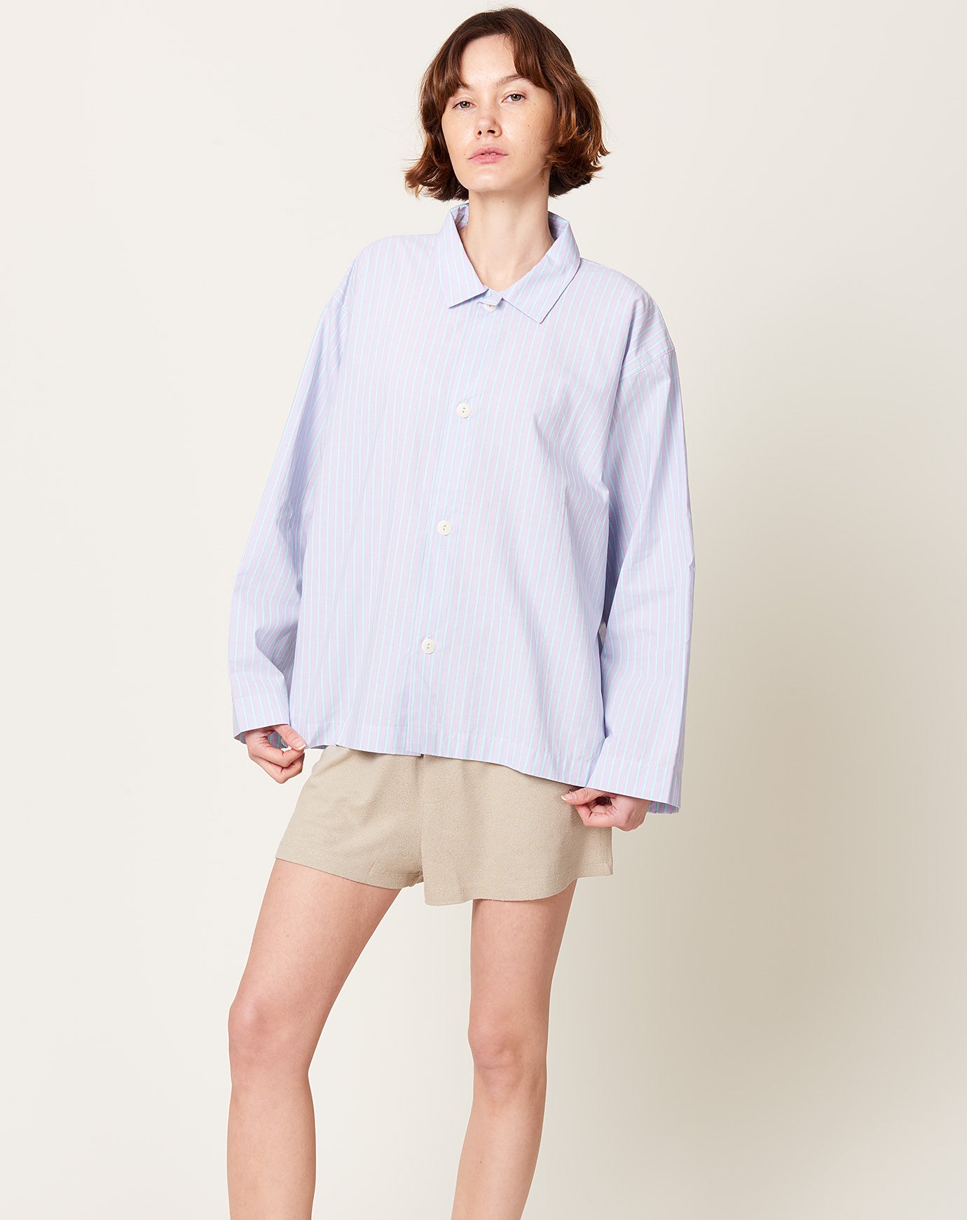 Baserange Kolla Shirt in Lilac Stripe