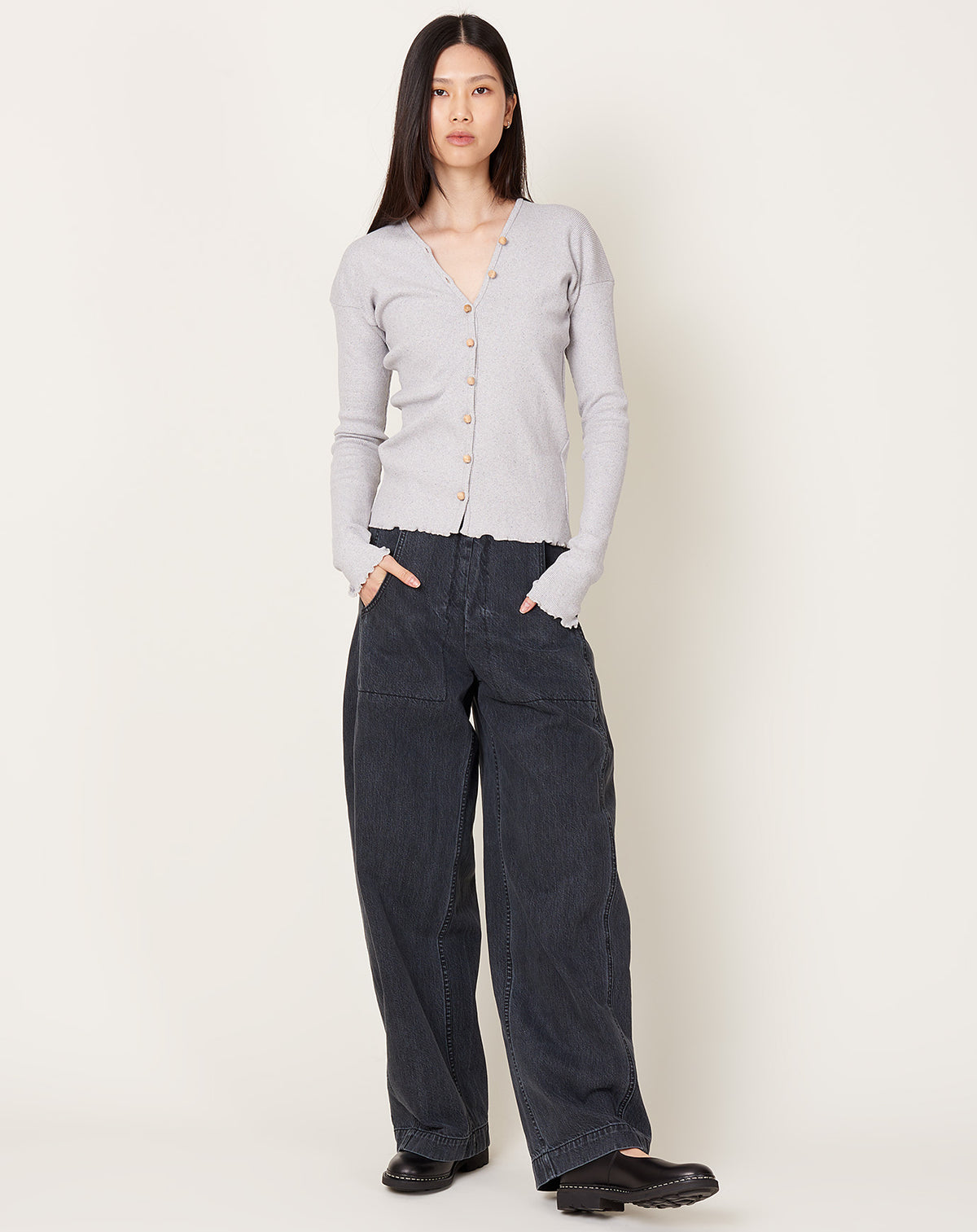 Tav Cardigan in Grey Melange | Baserange | Covet + Lou | Covet + Lou 