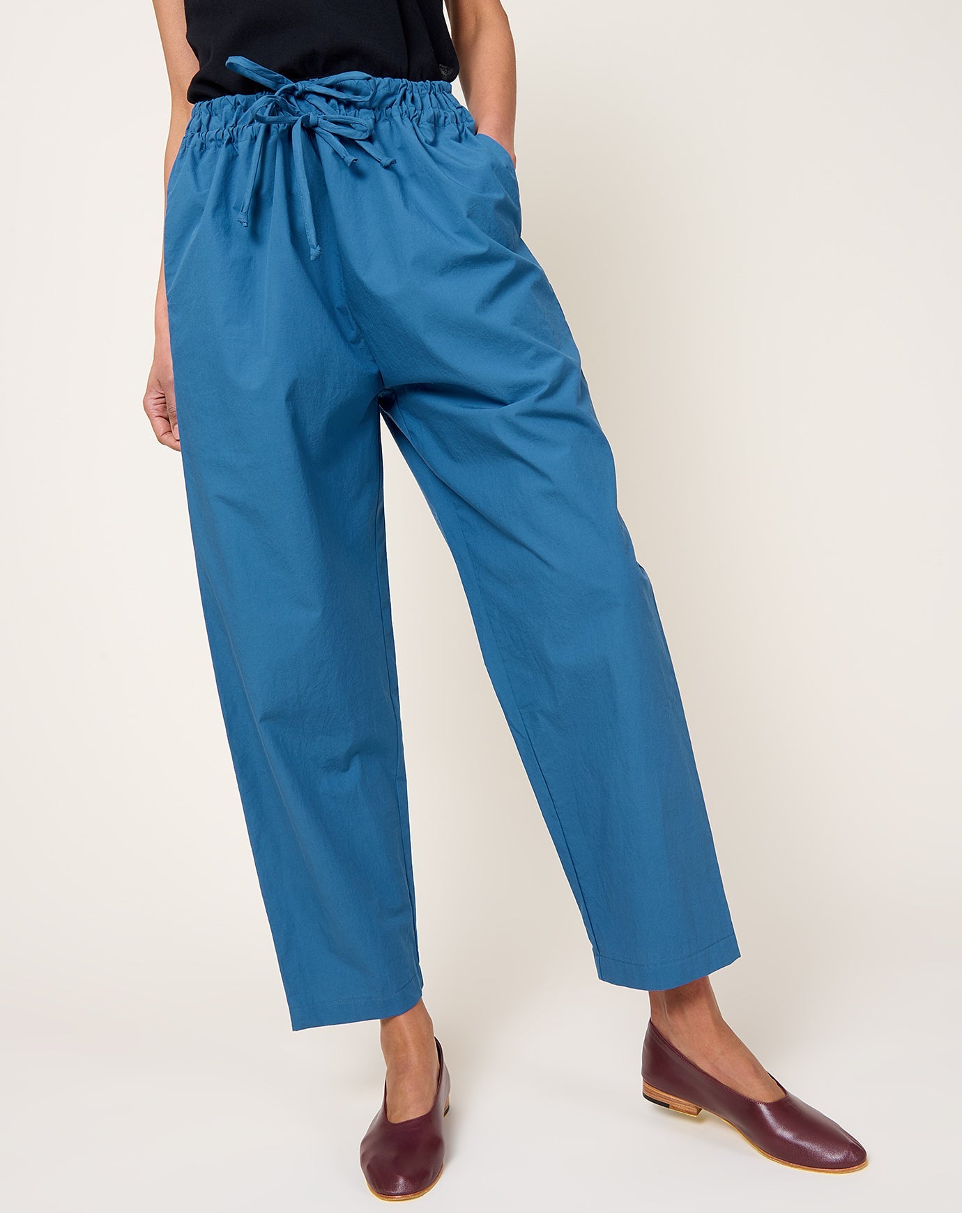 Black Crane Double Strings Pants in Blue