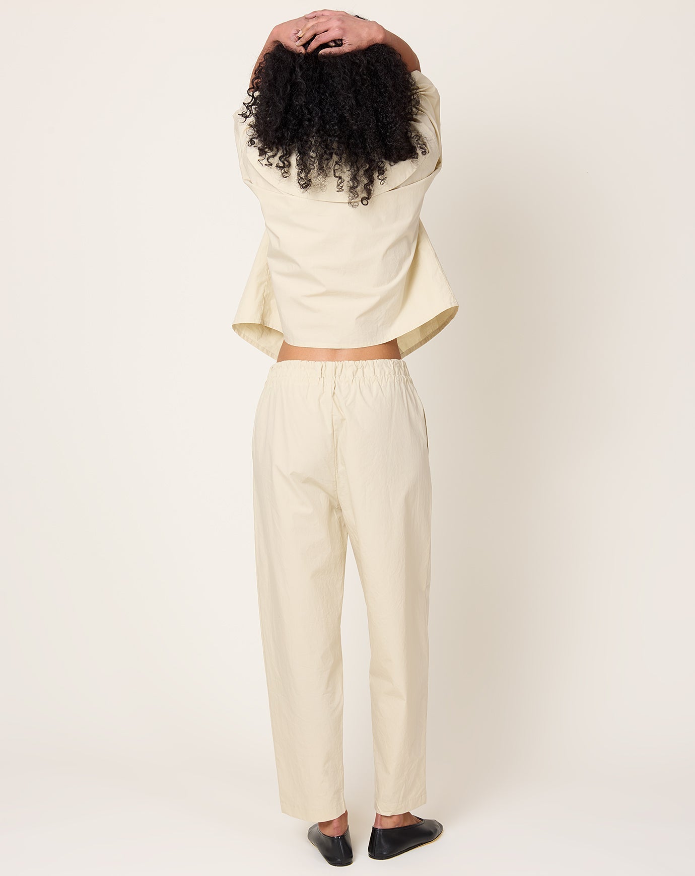 Black Crane Double Strings Pants in Oyster