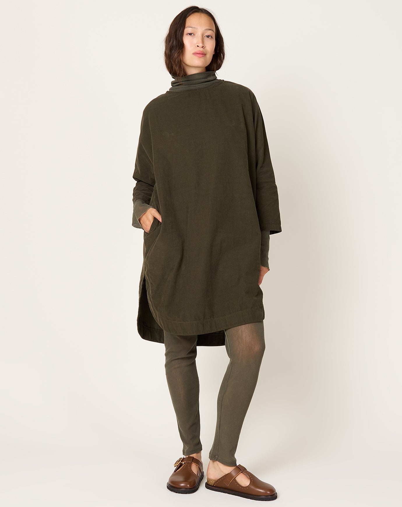 Black Crane Painter Dress in Dark Forest