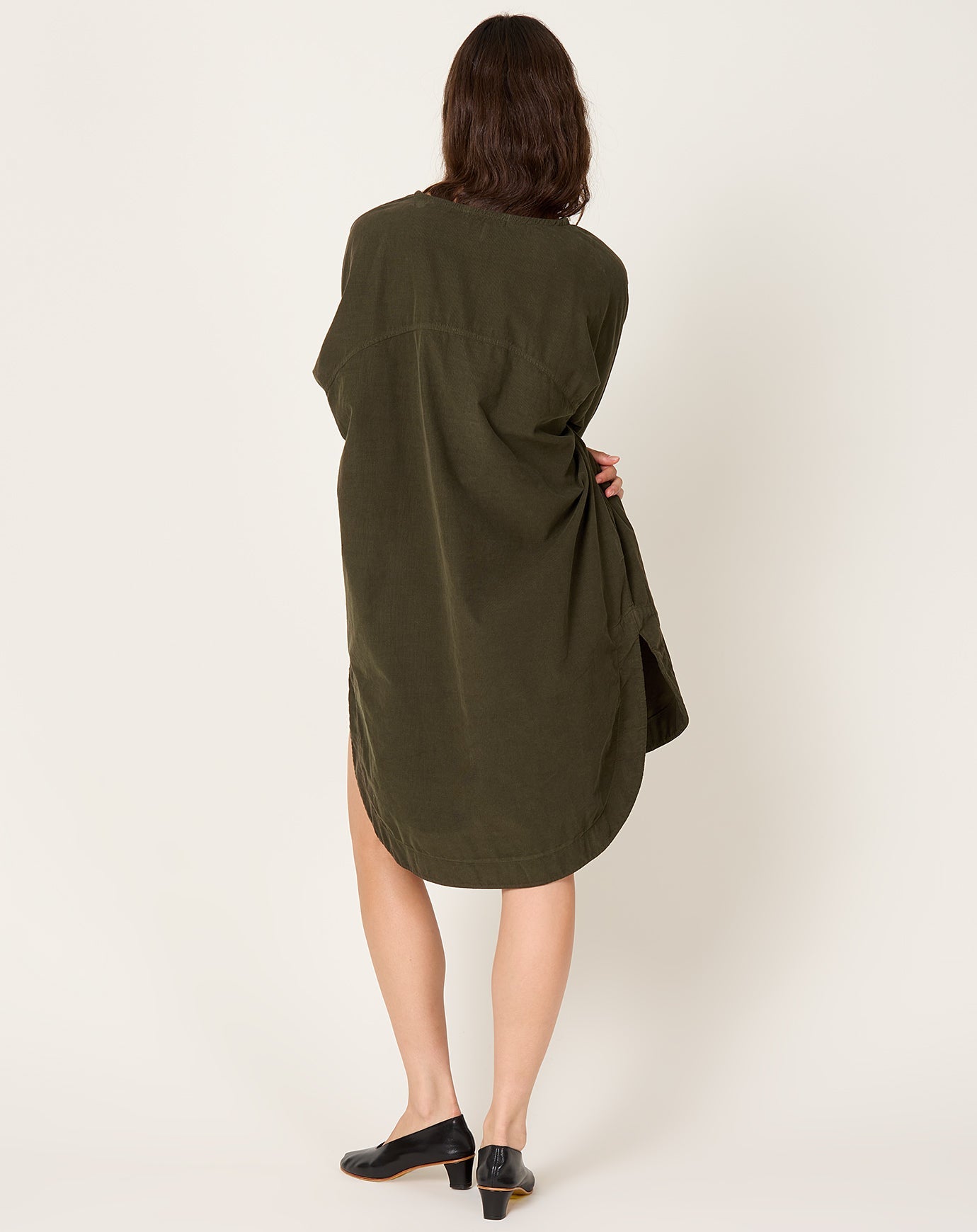 Black Crane Painter Dress in Dark Forest