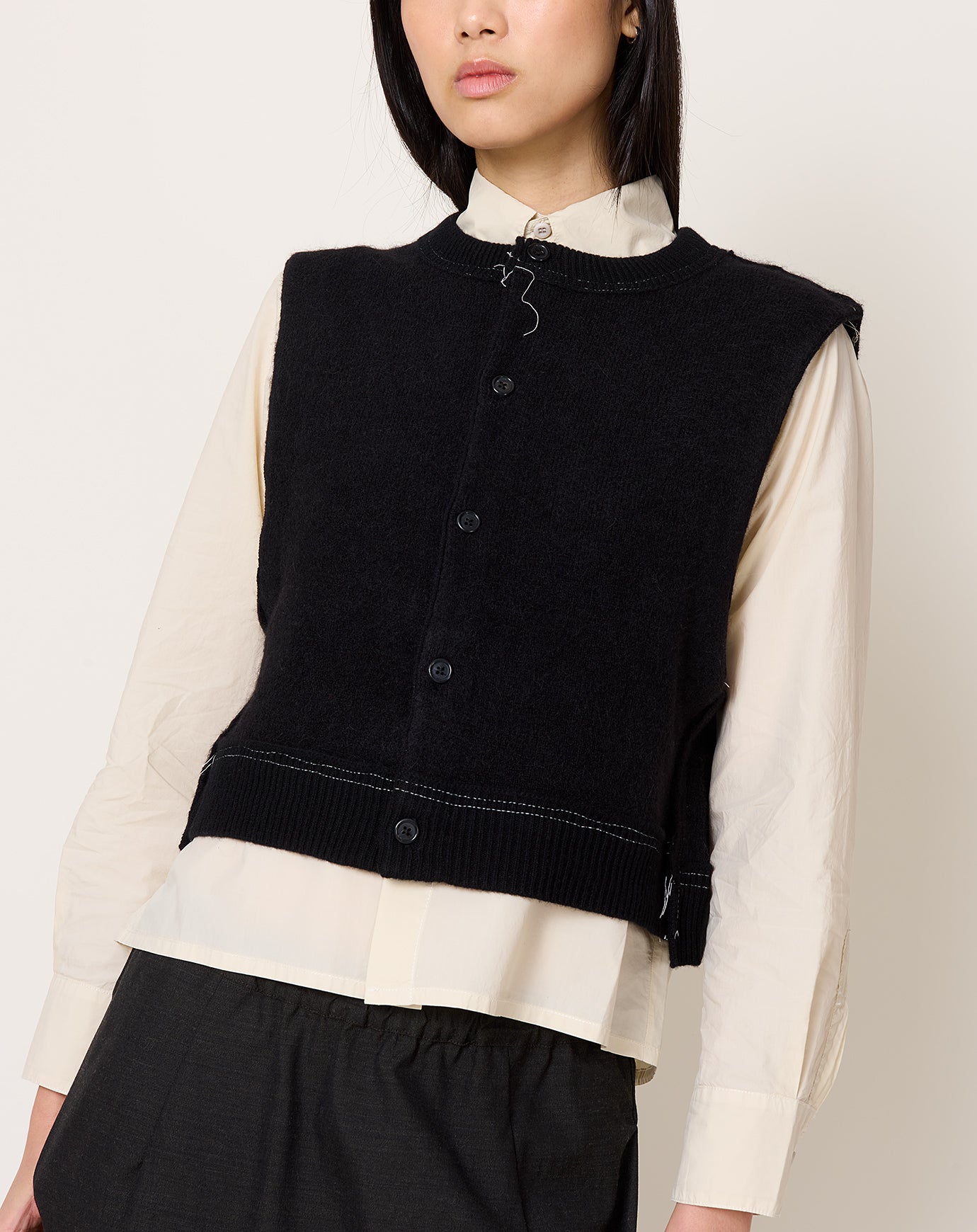 Camiel Fortgens Hairy Crop Vest in Black