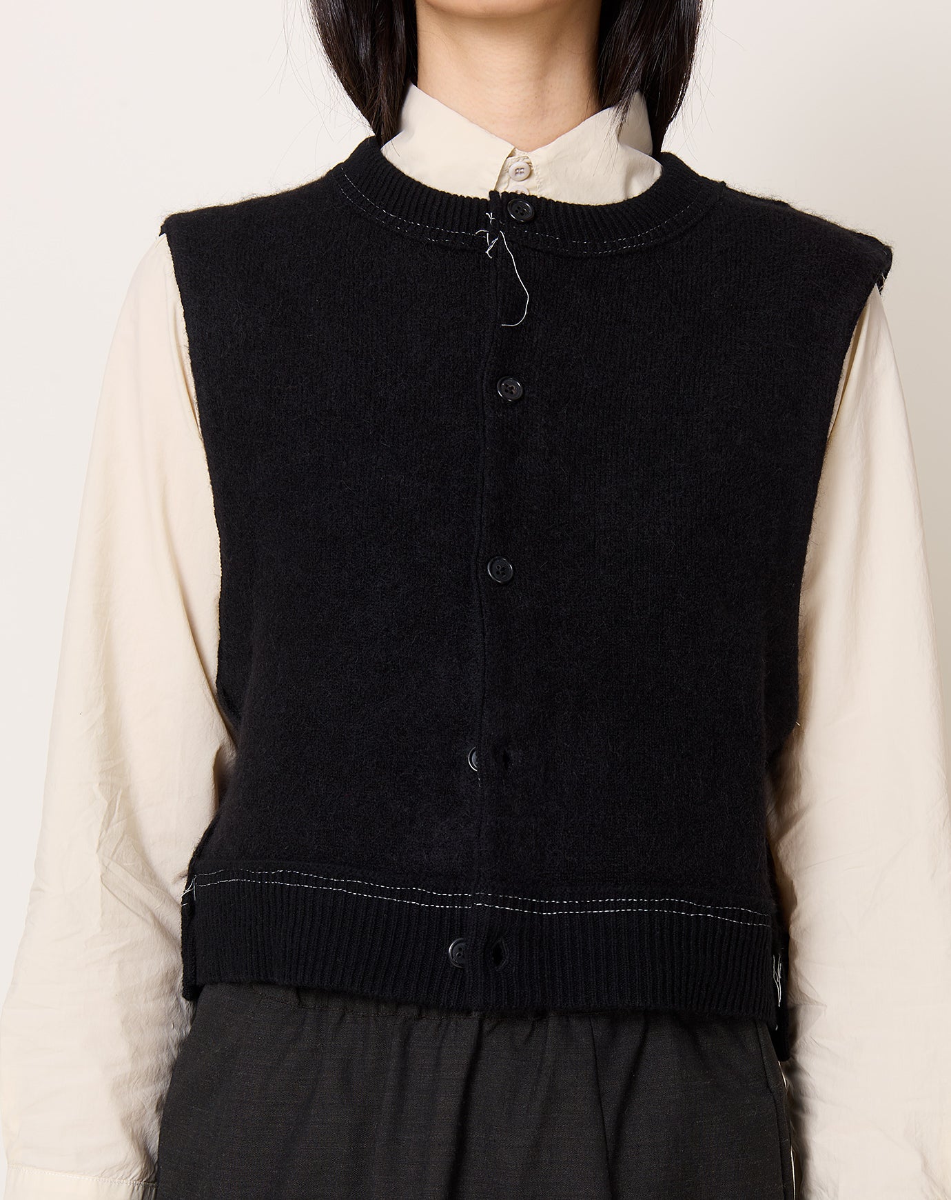 Camiel Fortgens Hairy Crop Vest in Black