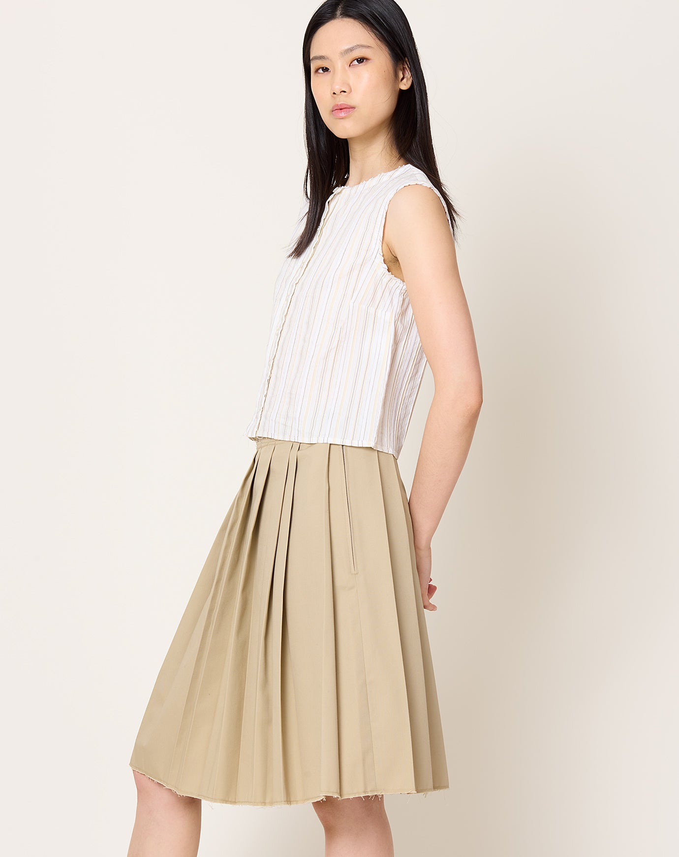 Camiel Fortgens Square Top in Off White Stripes