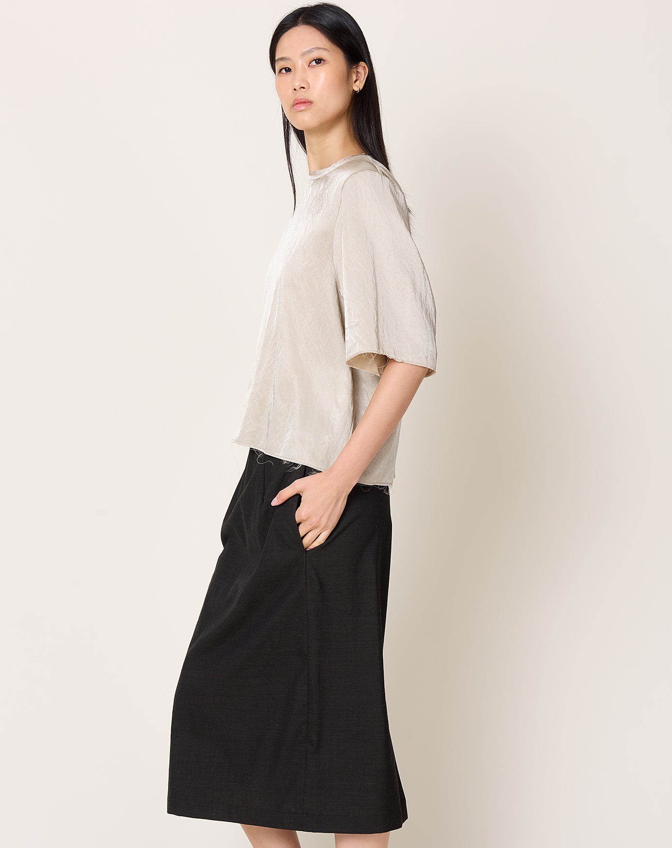 Camiel Fortgens Tailored Tee Top in Champagne