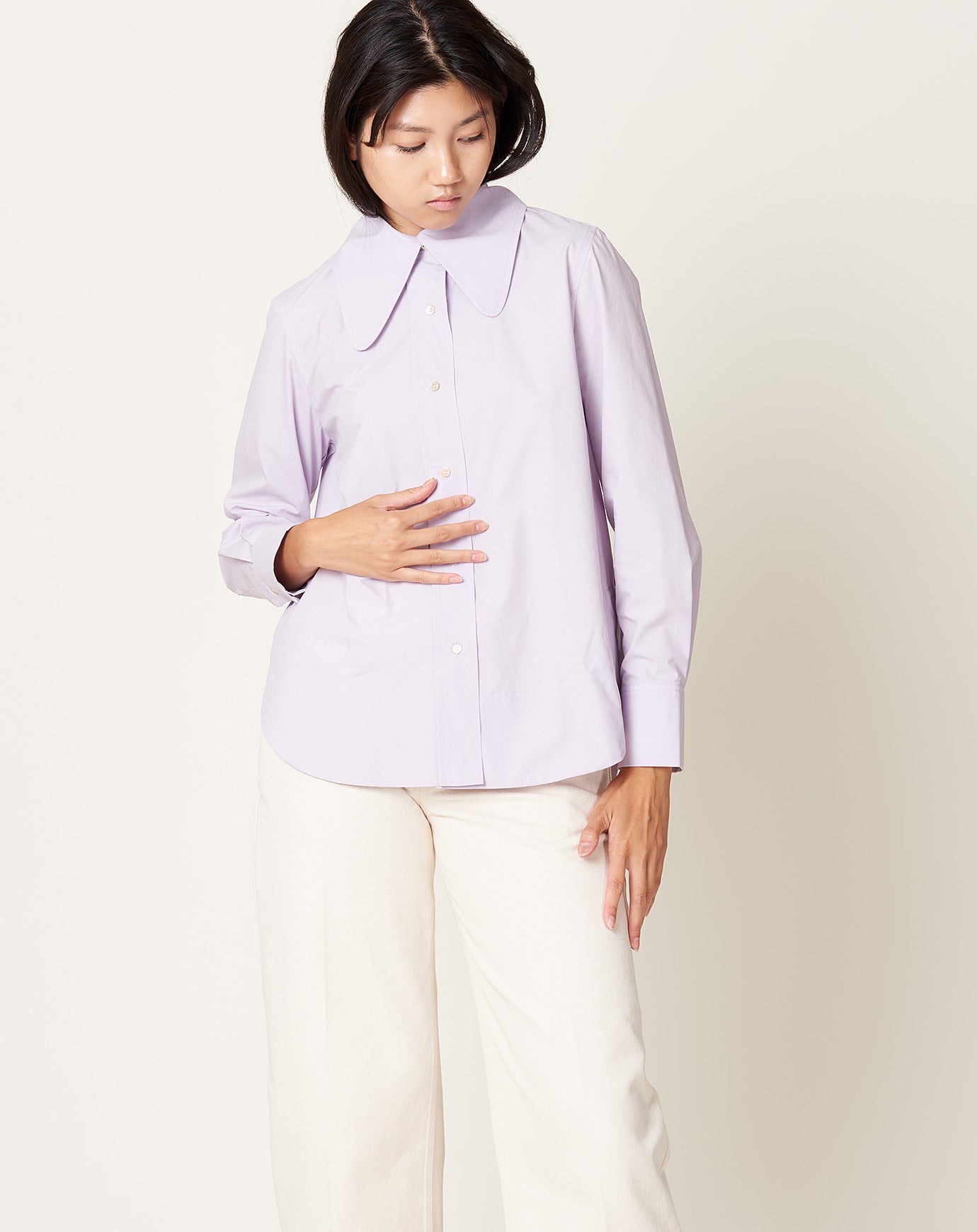 Caron Callahan Cooper Shirt in Lilac Poplin