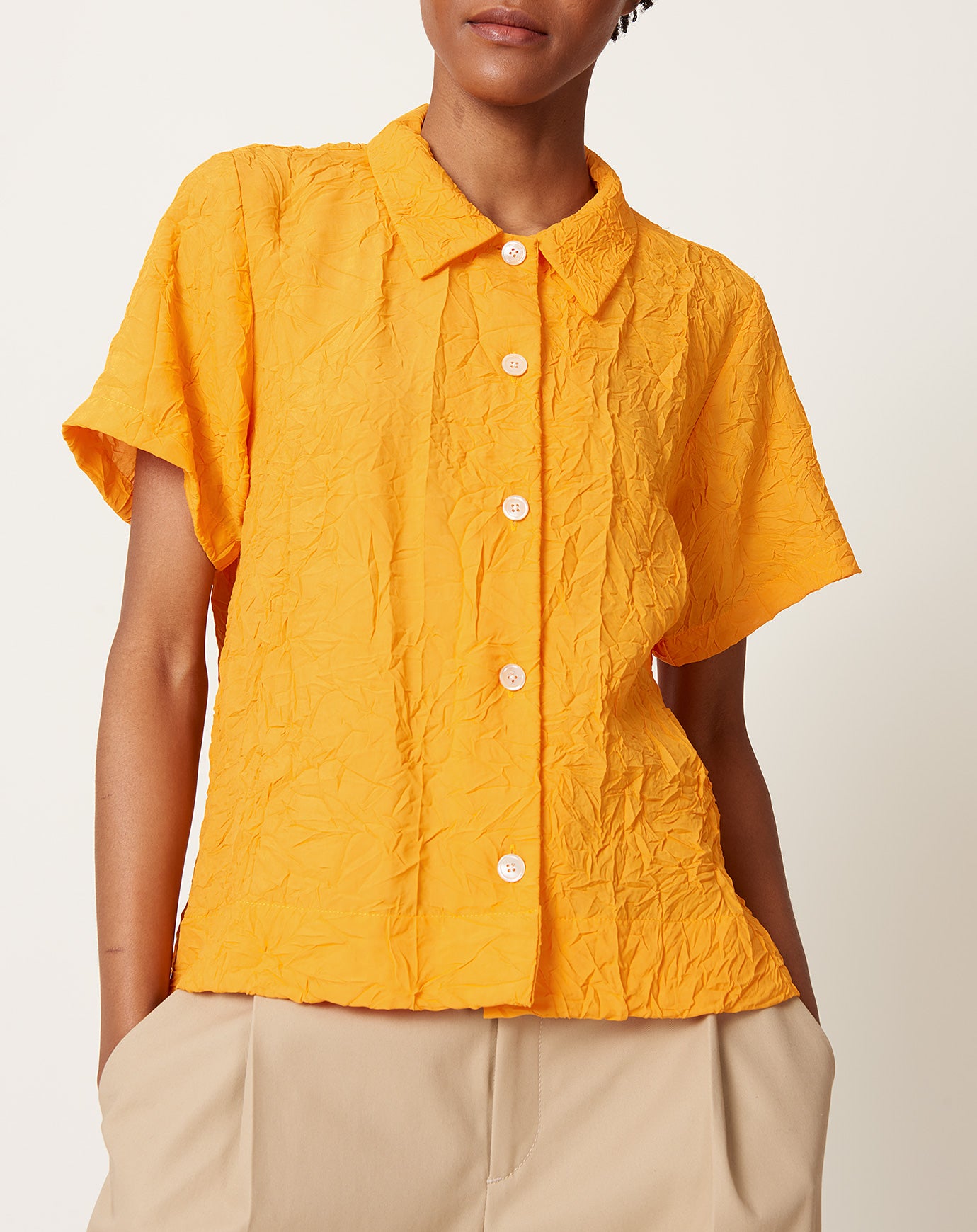 Caron Callahan Johanson Shirt in Tangerine Crinkle