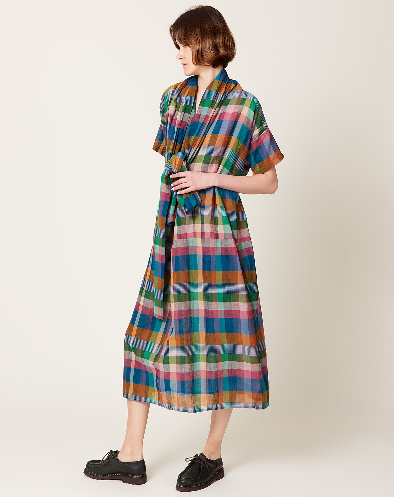 Caron Callahan Julien Dress in Bright Space Dyed Plaid