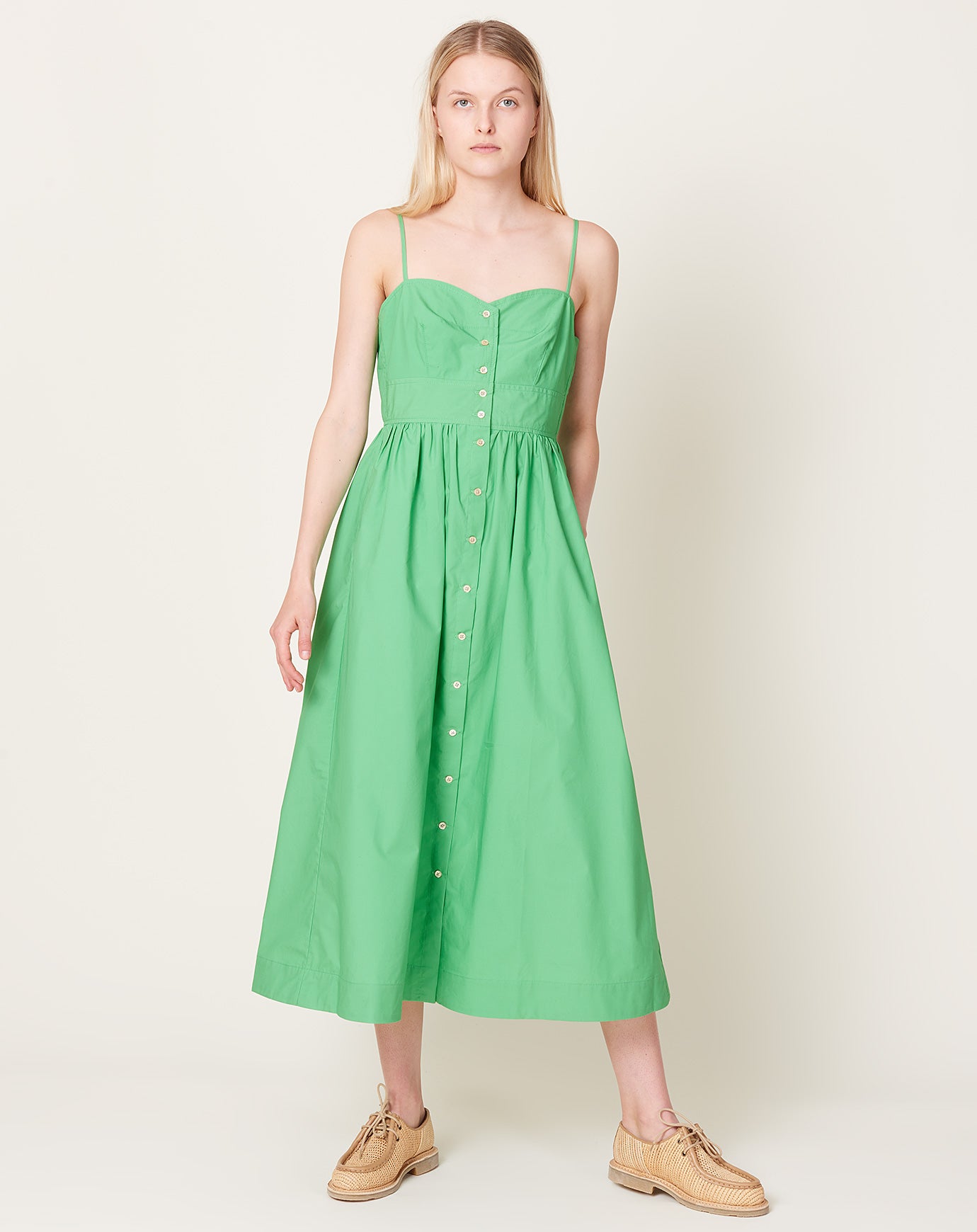 Caron Callahan Lydia Dress in Jade Poplin