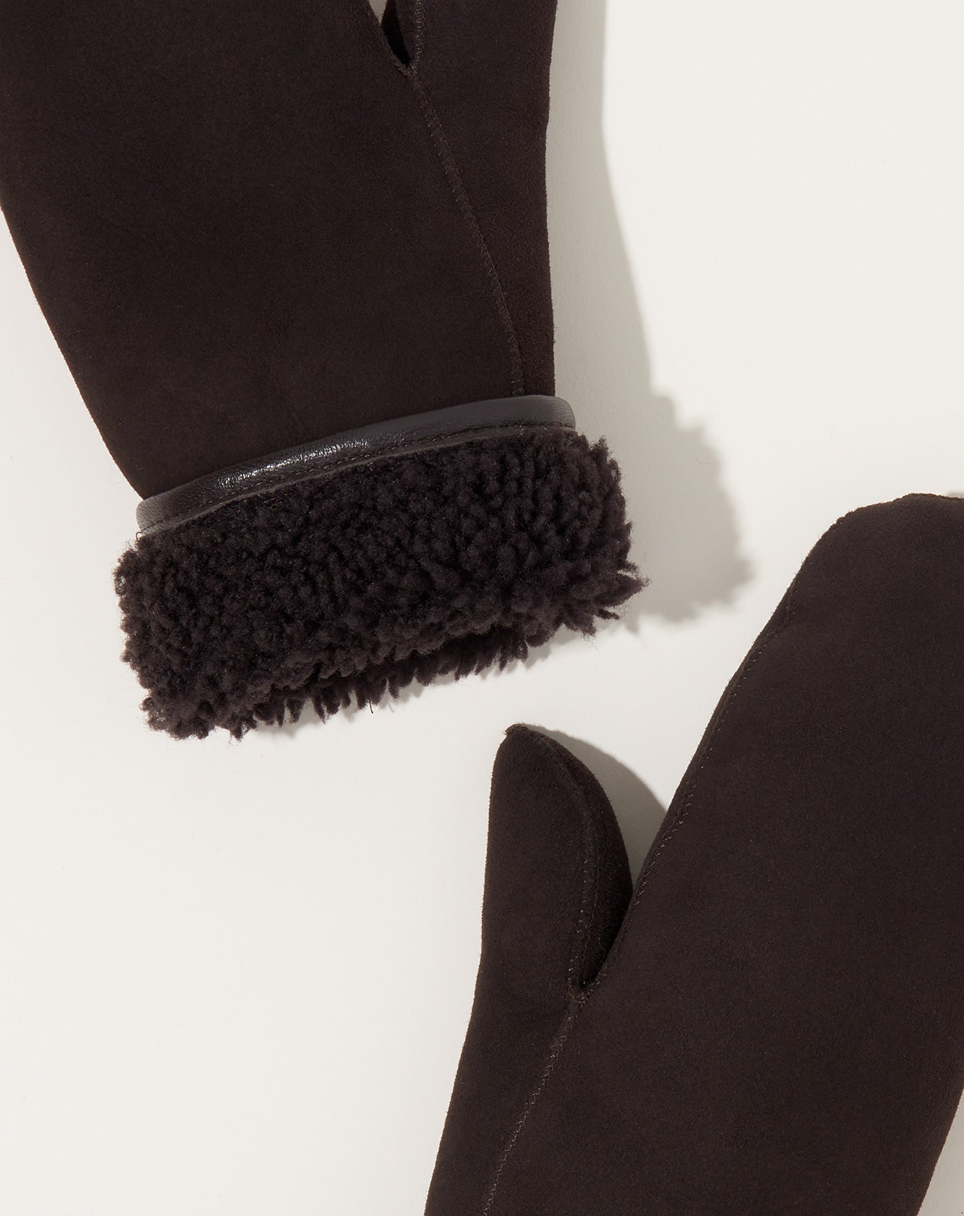 Cawley Sheepskin Suede Mittens in Chocolate