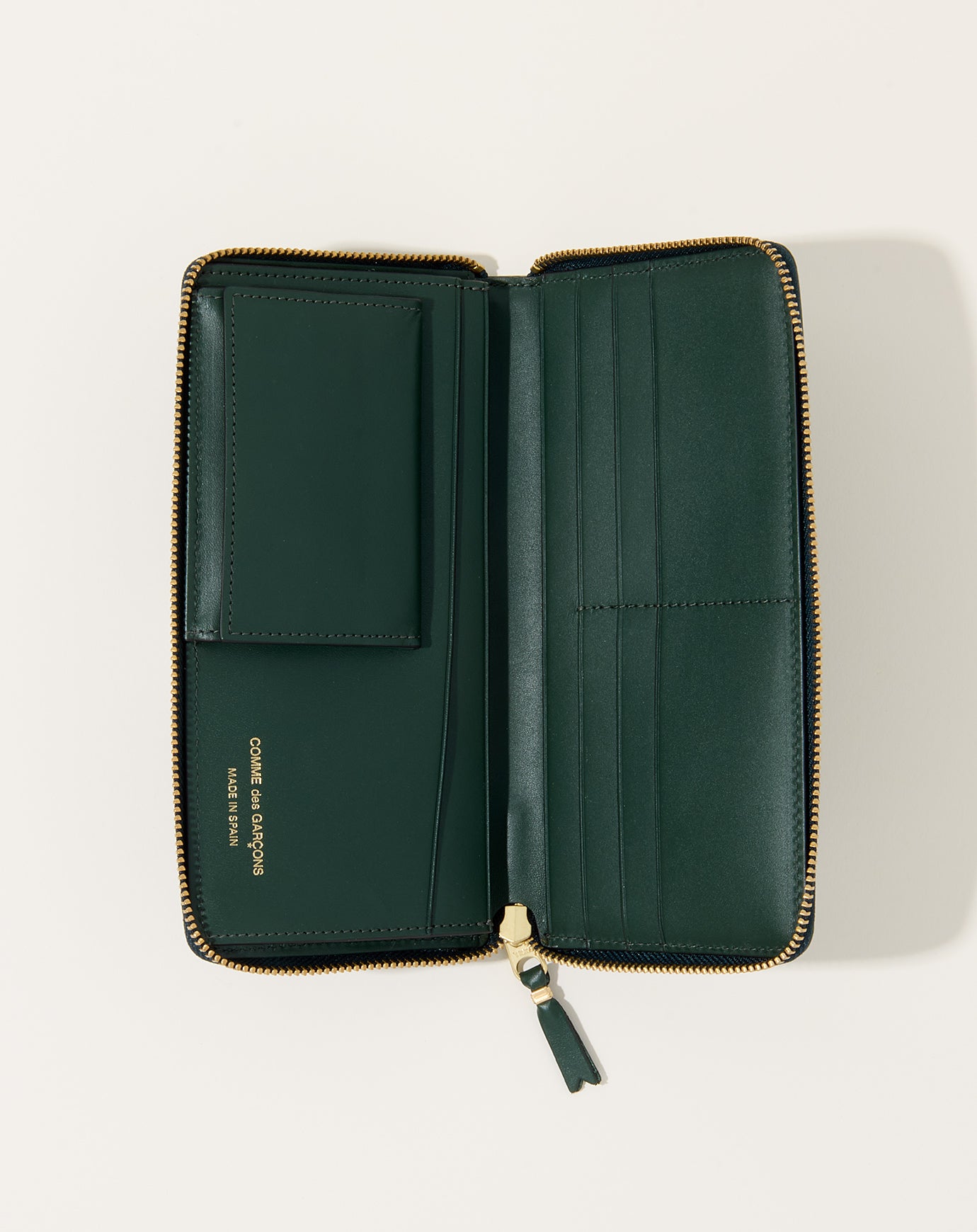 Comme des Garçons Leather Wallet Classic Line in Bottle Green