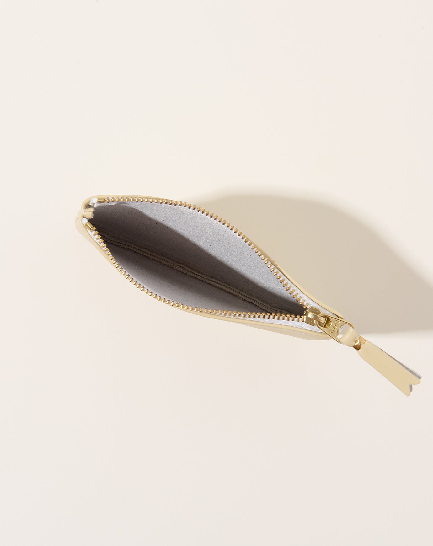 Comme des Garçons Classic Leather Zip Pouch in Off White