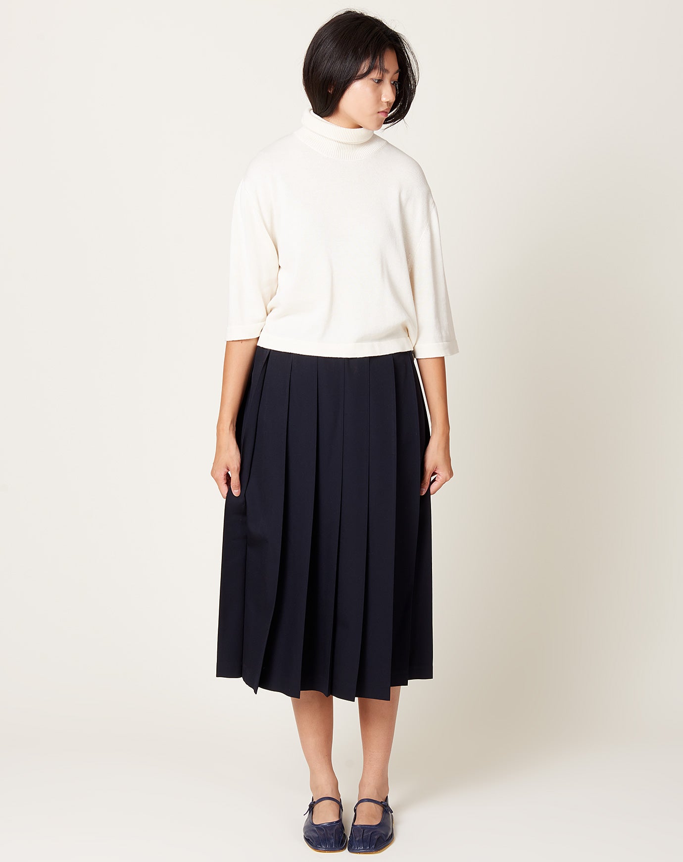 Comme des Garçons Comme des Garçons Long Pleated Skirt in Navy