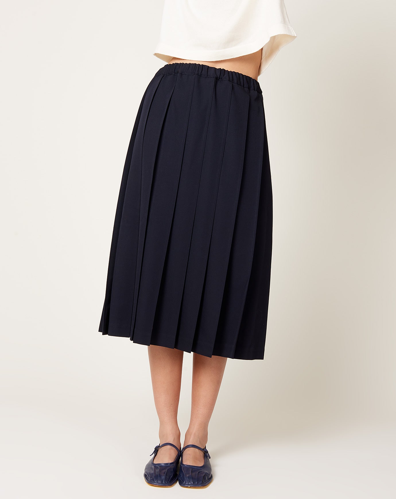Comme des Garçons Comme des Garçons Long Pleated Skirt in Navy