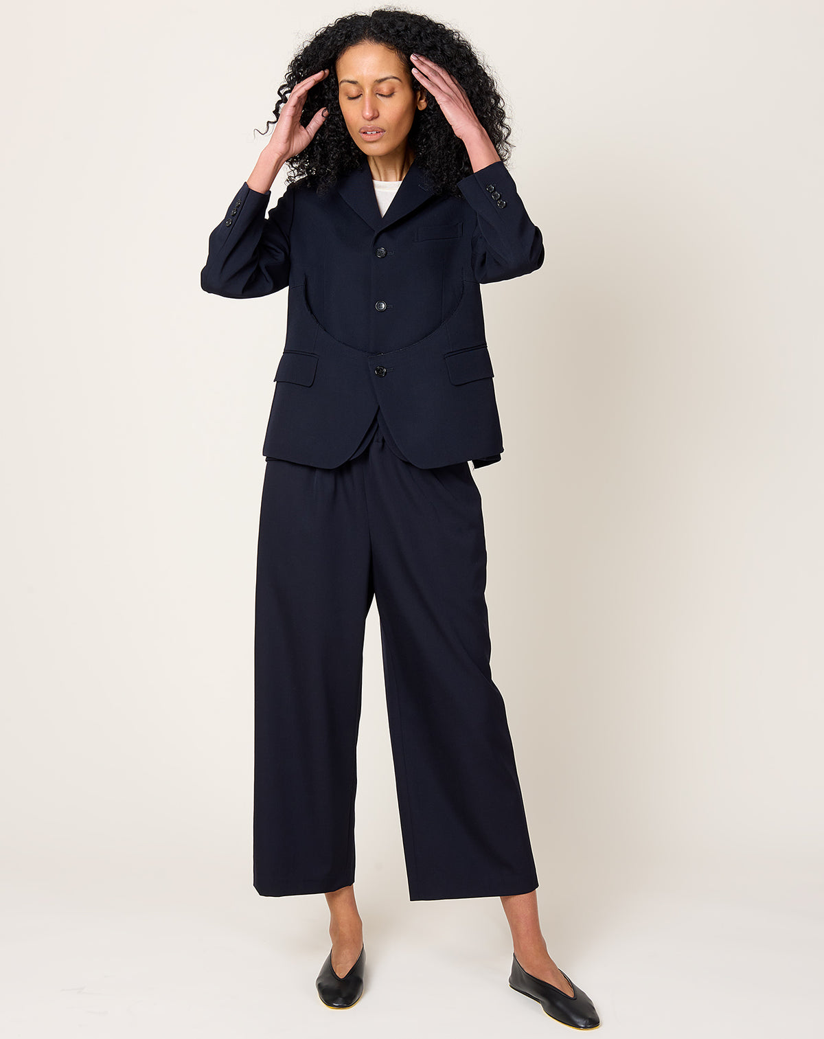 Peplum Layered Jacket in Navy | Comme des Garçons Comme des 