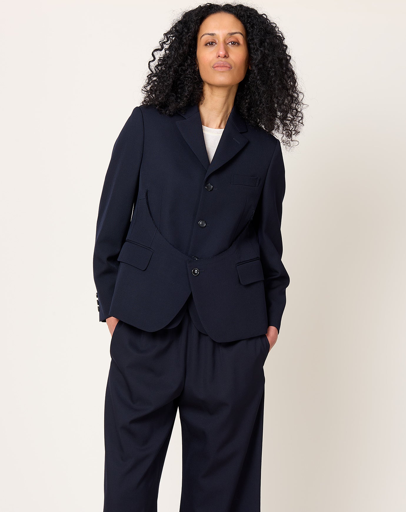 Comme des Garçons Comme des Garçons Peplum Layered Jacket in Navy