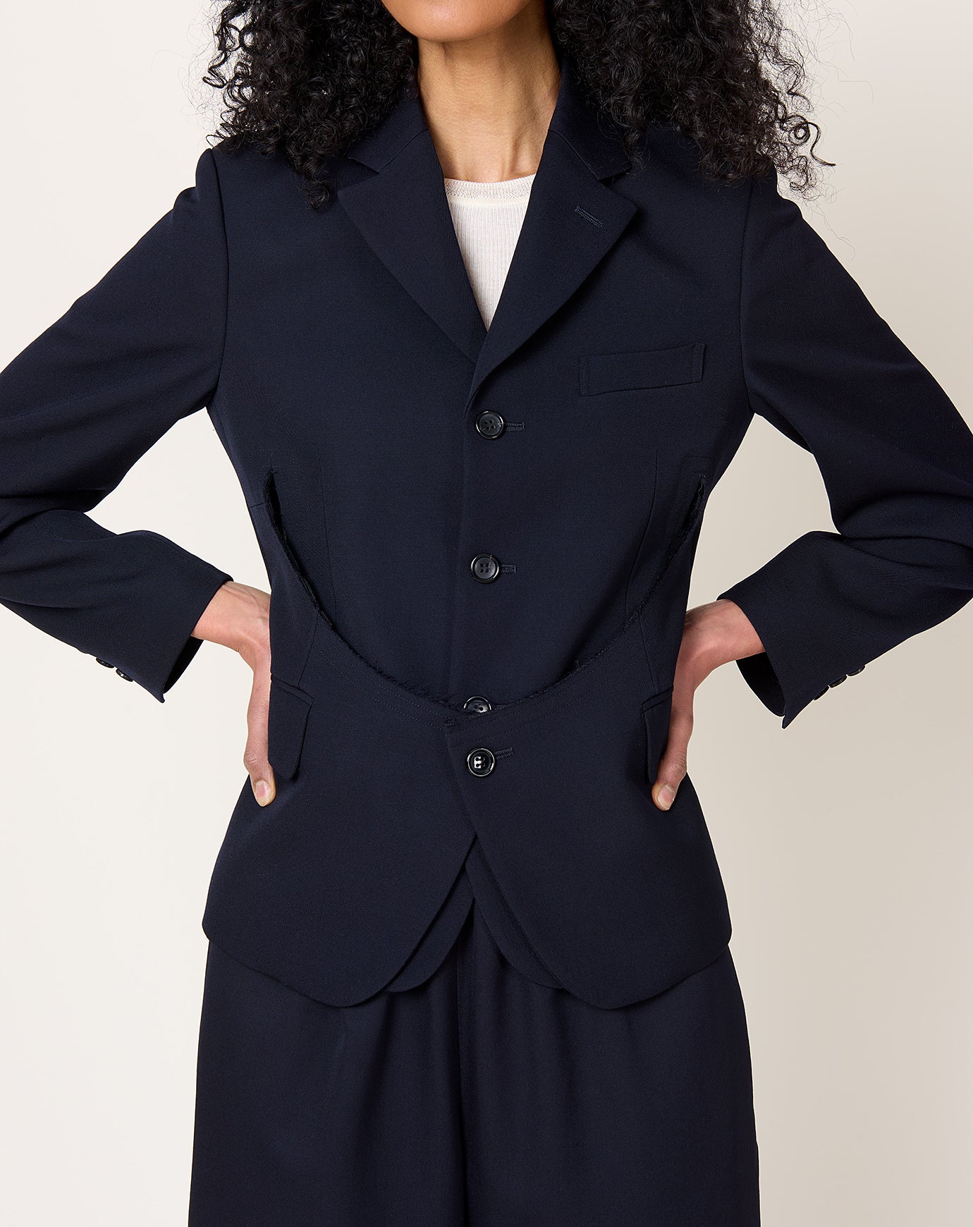Comme des Garçons Comme des Garçons Peplum Layered Jacket in Navy