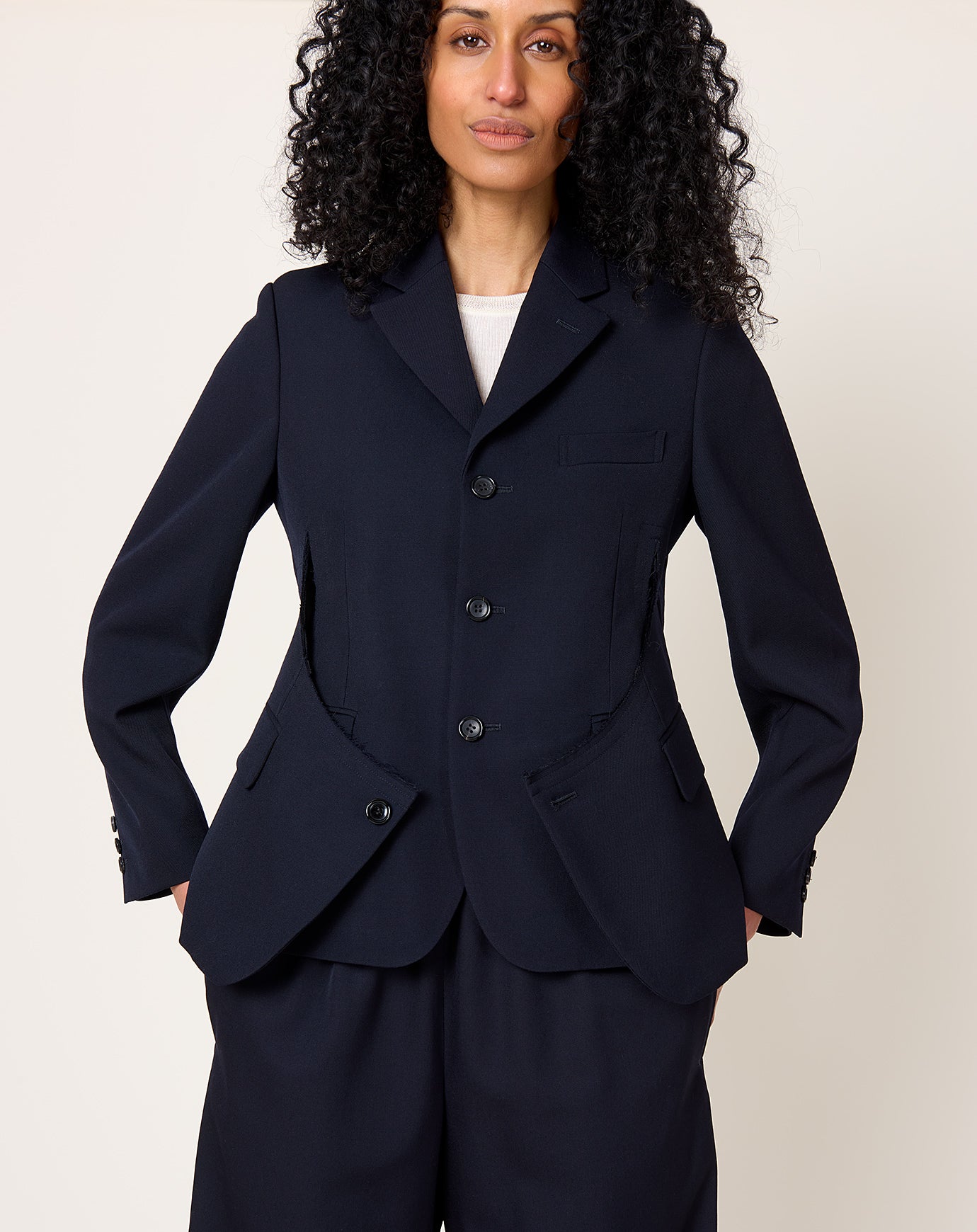 Comme des Garçons Comme des Garçons Peplum Layered Jacket in Navy