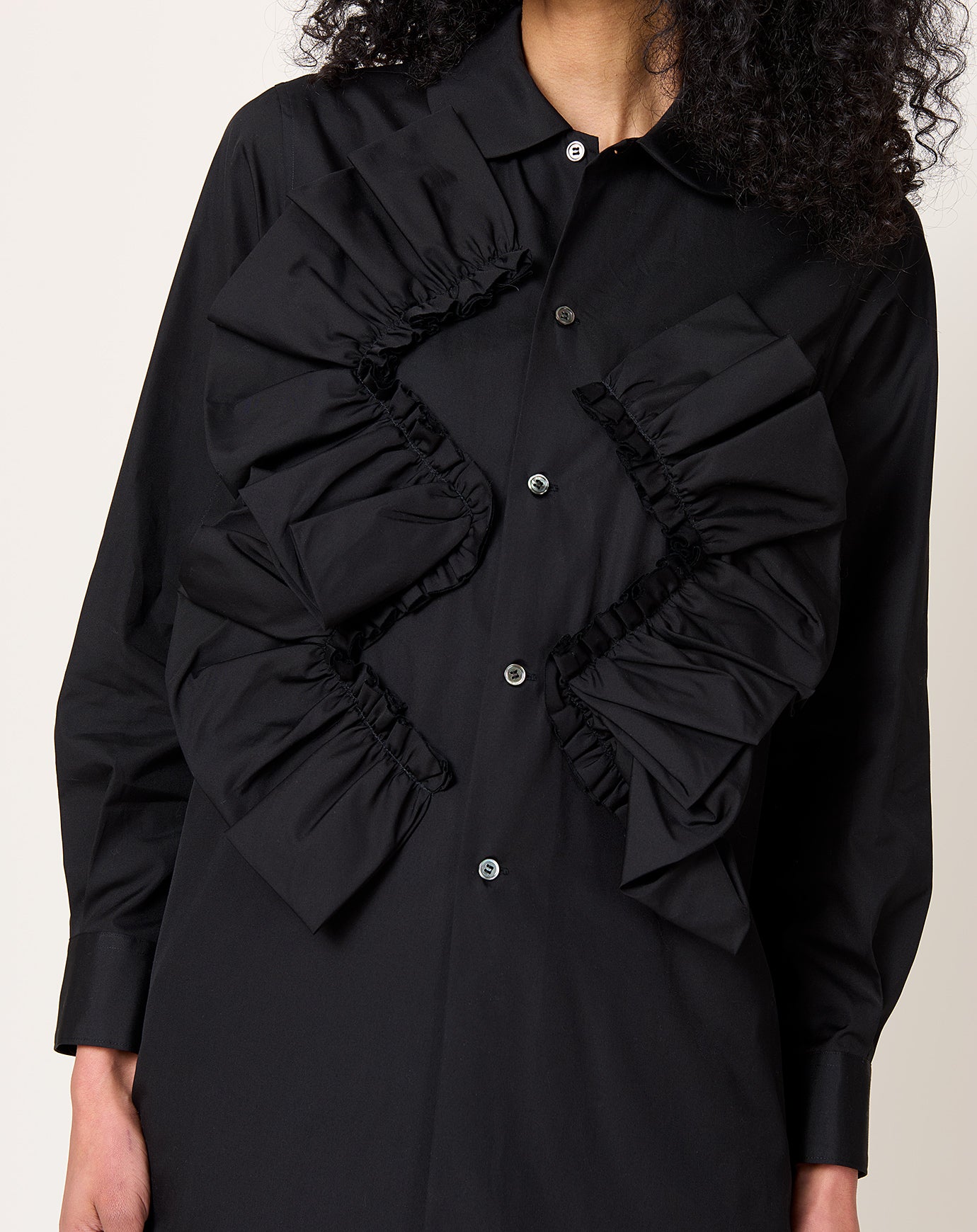 Comme des Garçons Comme des Garçons Rounded Collar Ruffle Shirt in Black