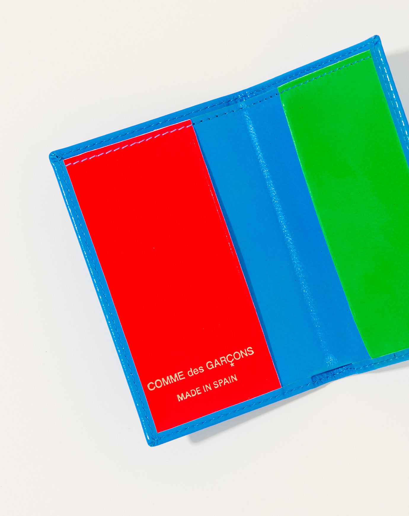 Comme des Garçons Super Fluo Blue Green Bifold Wallet
