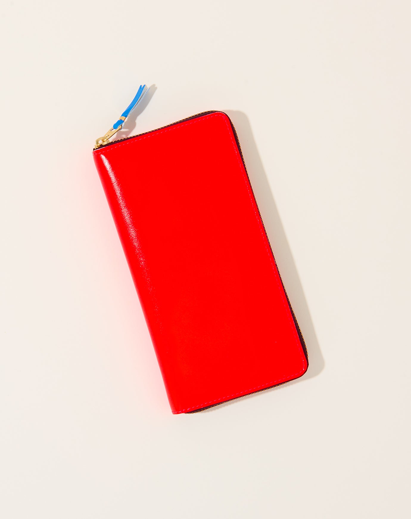 Comme des Garçons Leather Wallet in Super Fluo Orange