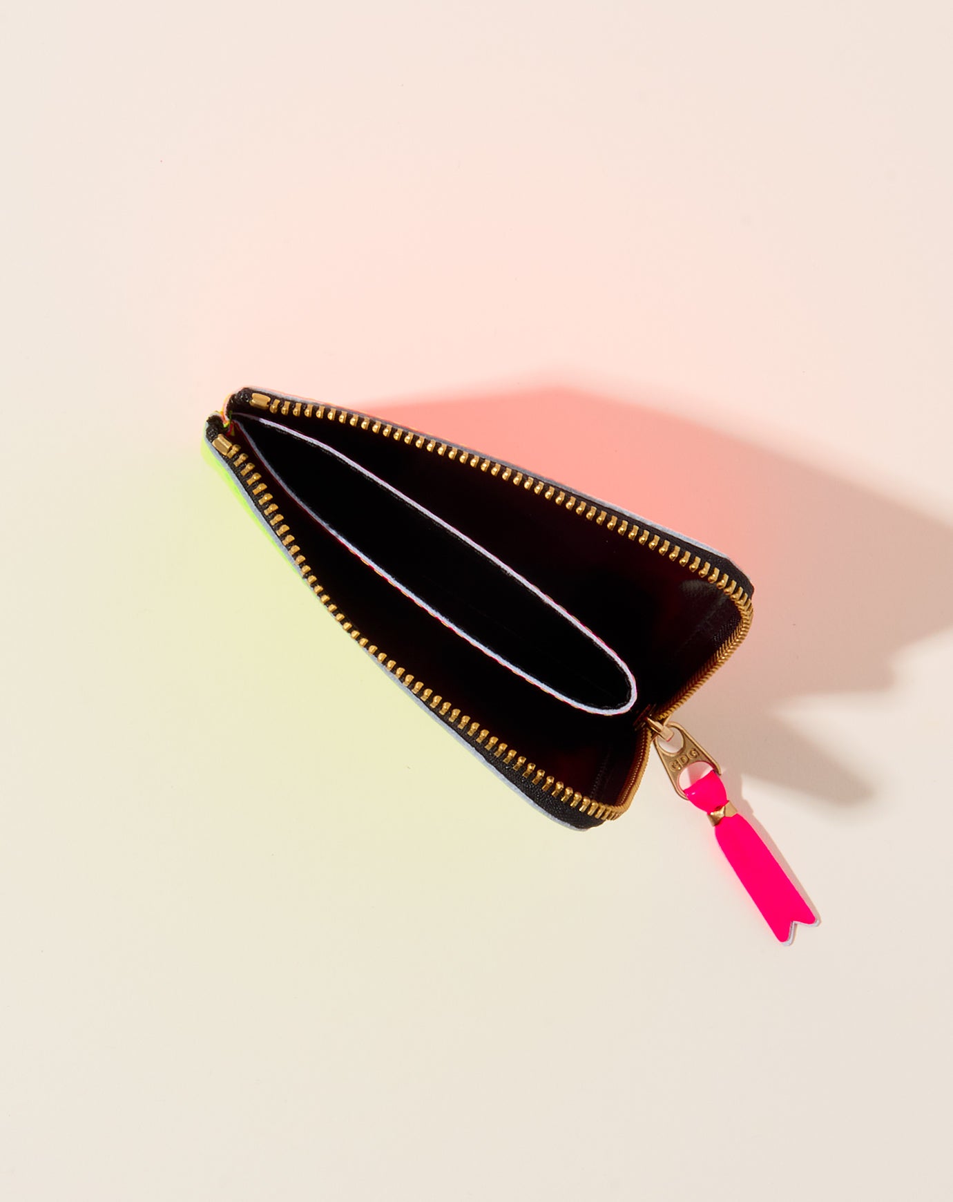 Comme des Garçons Super Fluo Zip Around Wallet in Orange and Yellow