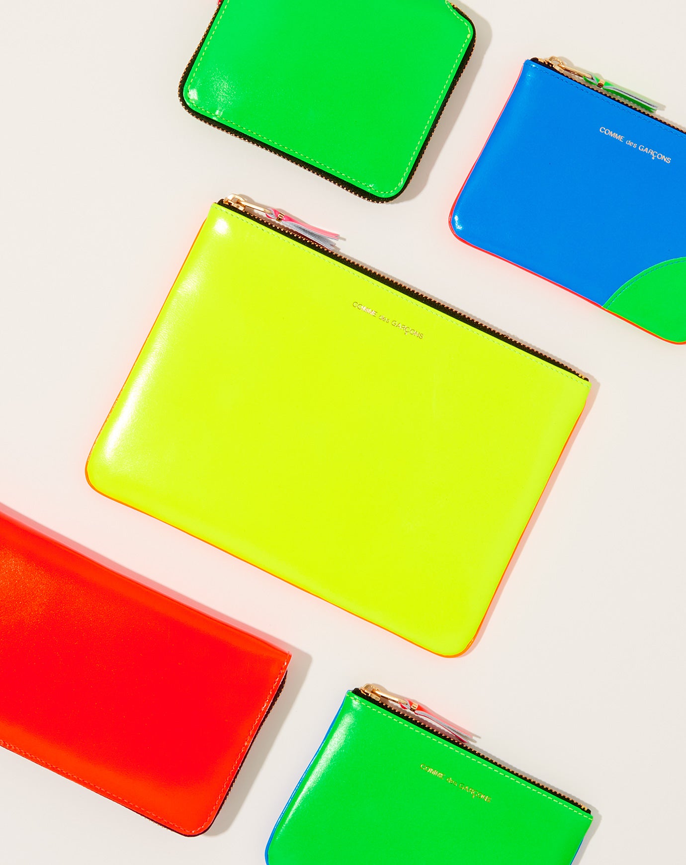 Comme des Garçons  Super Fluo Full Zip Around Wallet in Green
