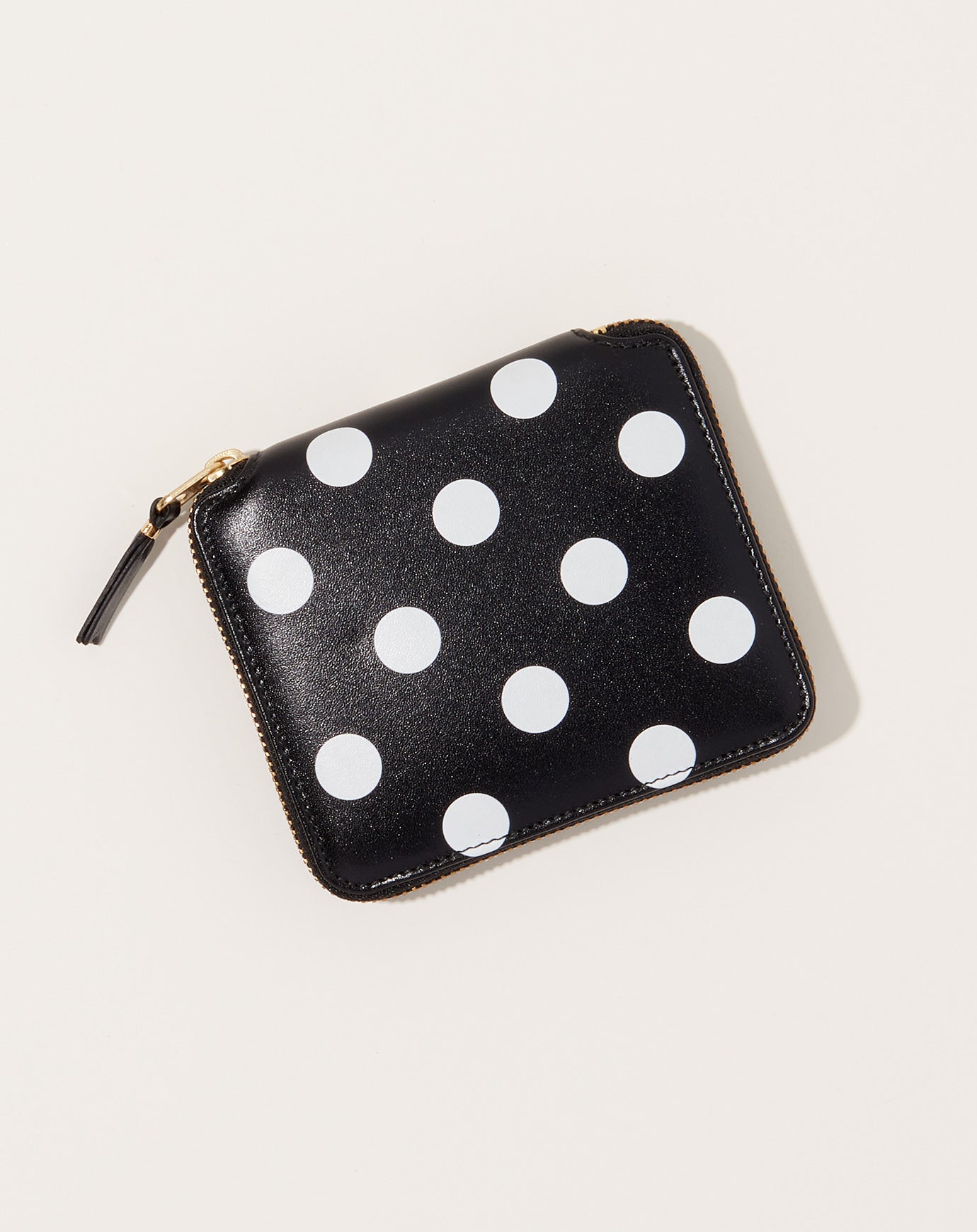 Comme des Garçons  Polka Dot Printed Full Zip Around Wallet in Black