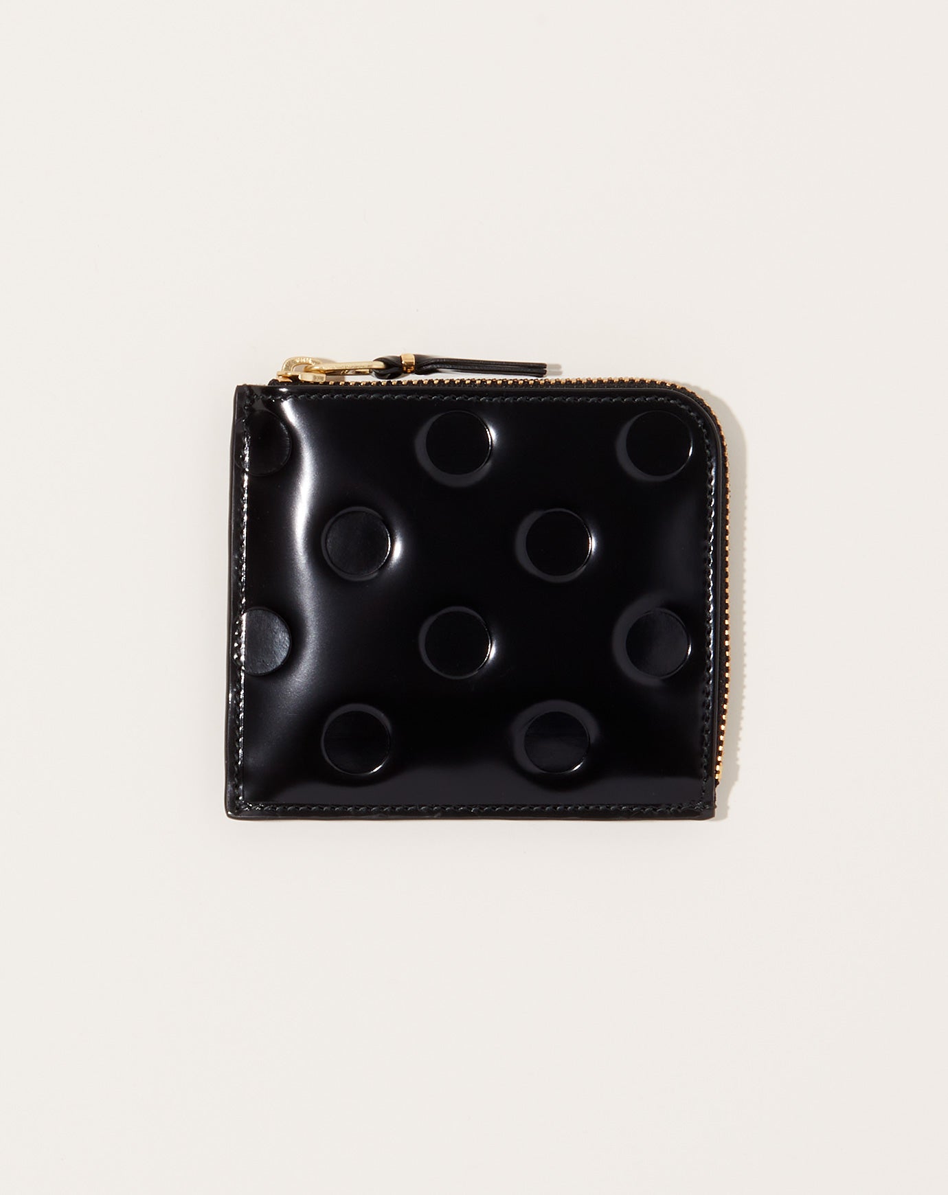 Comme des Garçons  Polka Dots Embossed Zip Around Wallet in Black