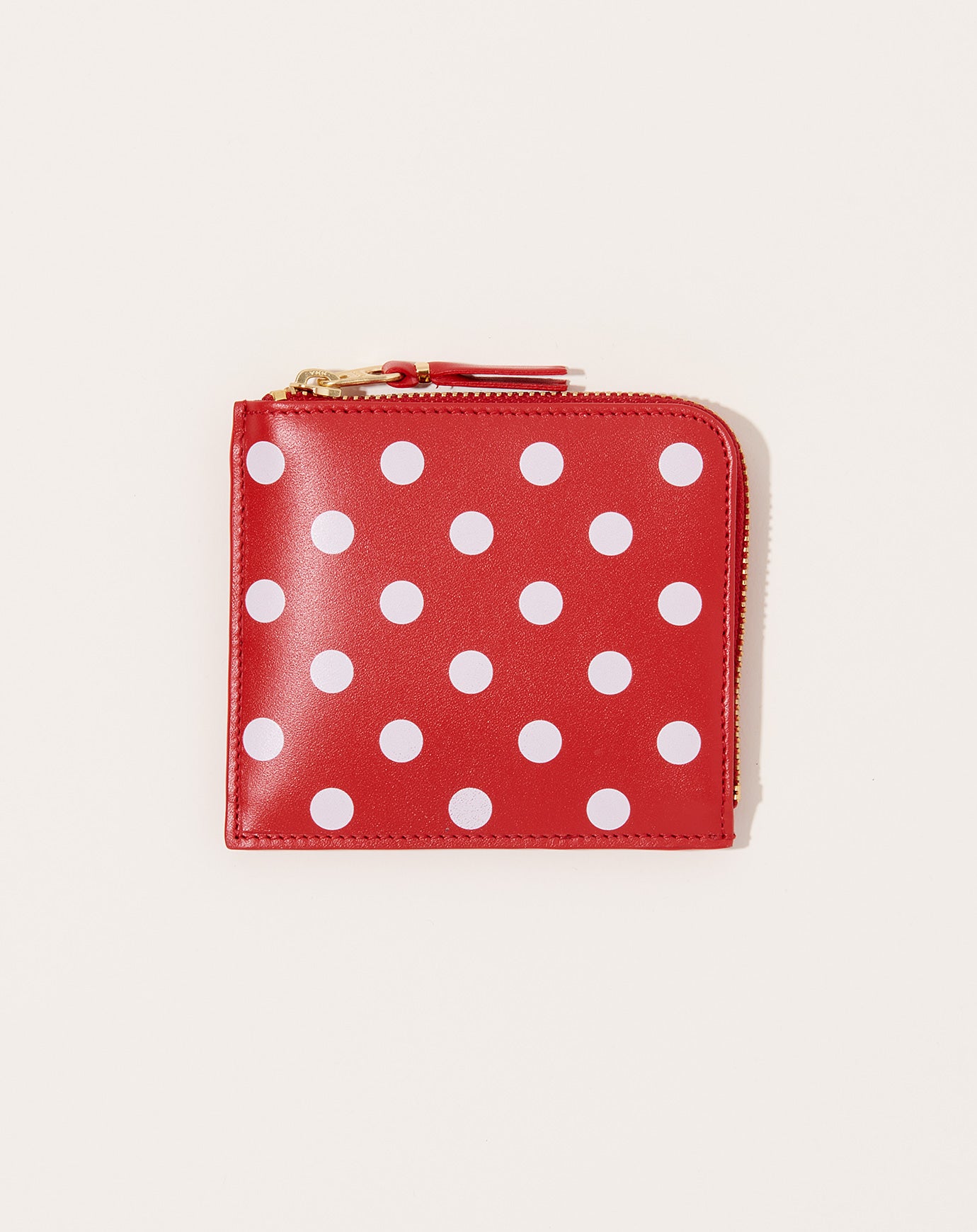 Comme des Garçons  Polka Dots Printed Zip Around Wallet in Red