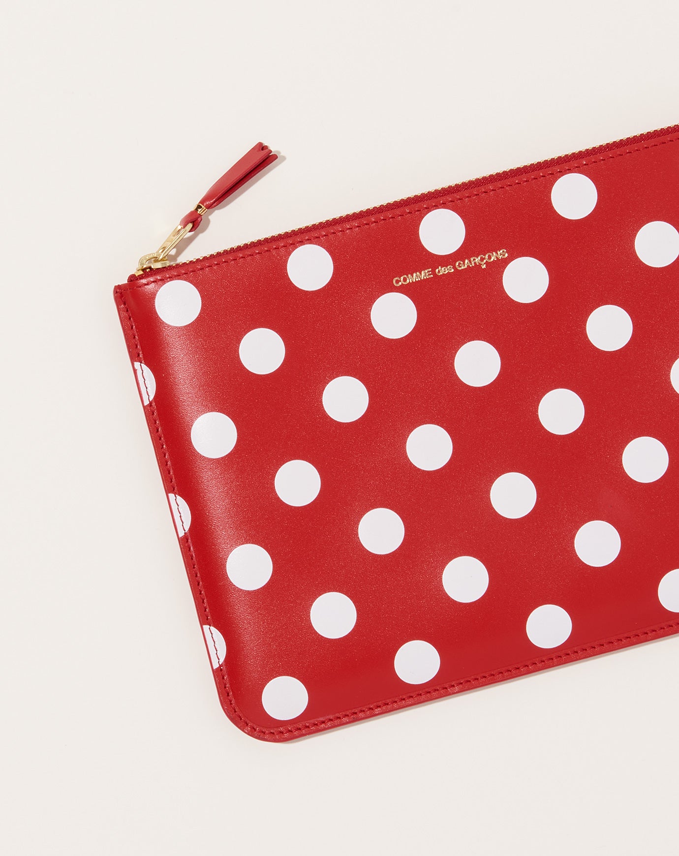 Comme des Garçons  Polka Dots Printed Wallet Pouch in Red